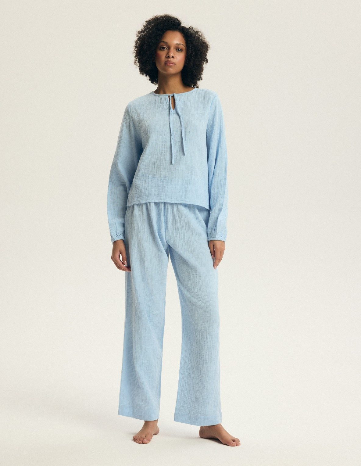 Henderson Schlafanzug Schlafanzug Langarm Rundhalsausschnitt Joggerhose Musselin Print Eleni (2 tlg)