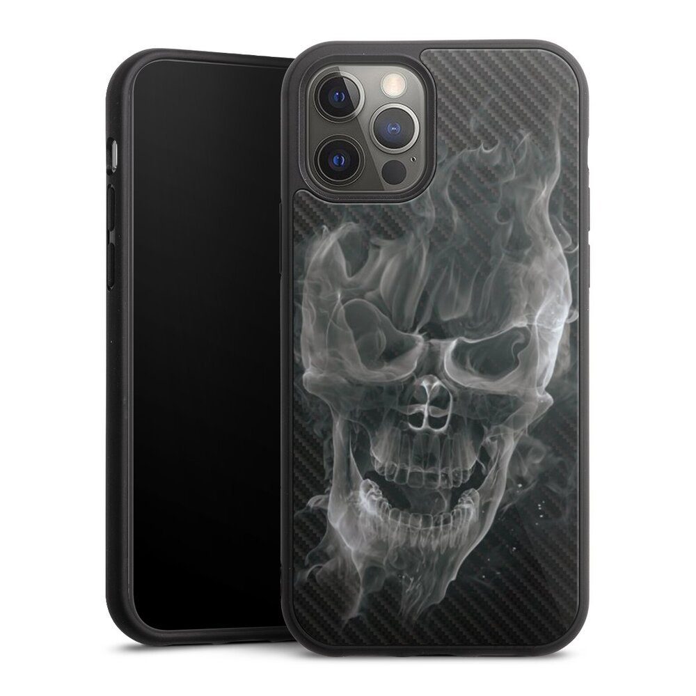 Handyhülle Totenkopf Schädel Carbon Smoke Skull Carbon