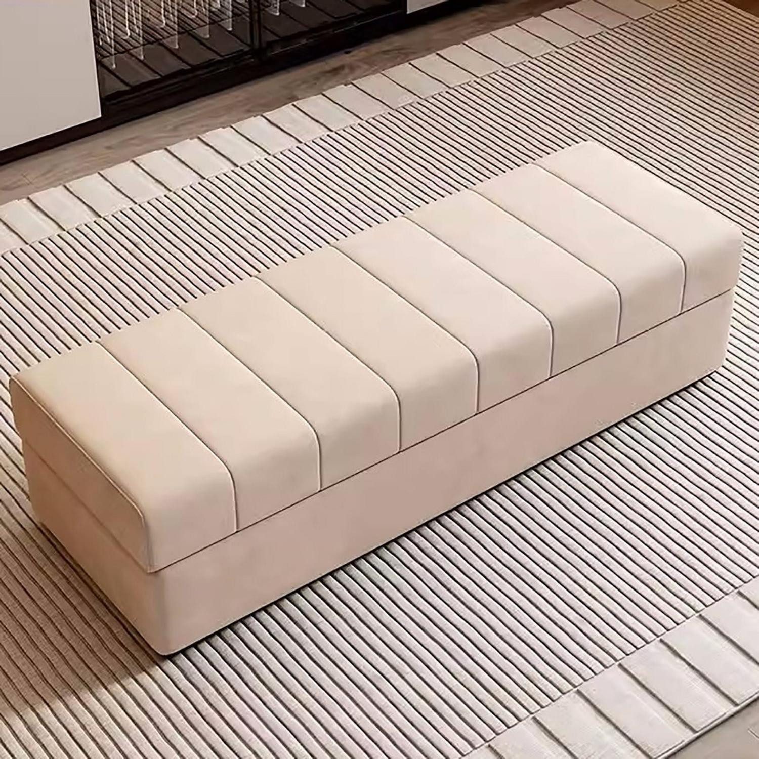 LuxusKollektion Sitztruhe Sitztruhe mit Stauraum 90cm Weiß (1-St)