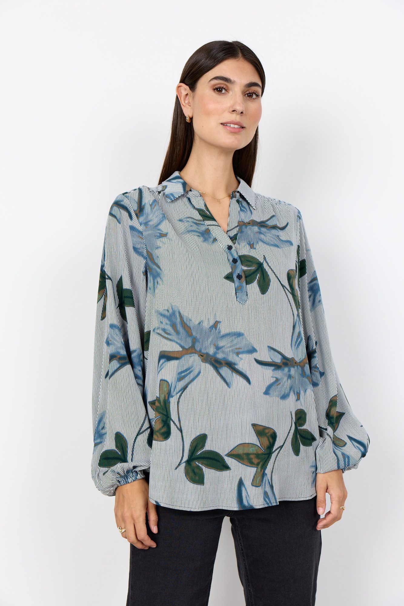 soyaconcept Hemdbluse - SC-GINA 2 - Damen Bluse - Langarmbluse Damen mit Blumenprint