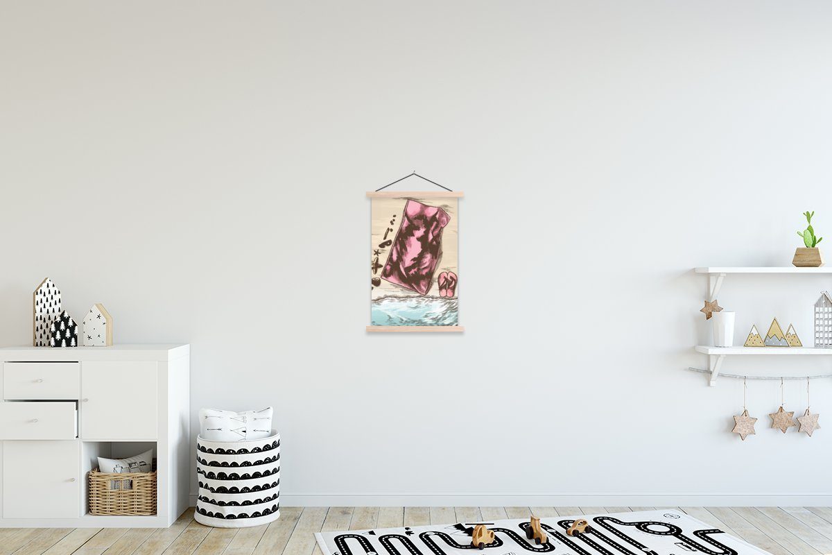 MuchoWow Poster Bilderleiste, Textilposter St), - für - Posterleiste, Hausschuhe, Magnetisch (1 Strand Handtuch Wohnzimmer