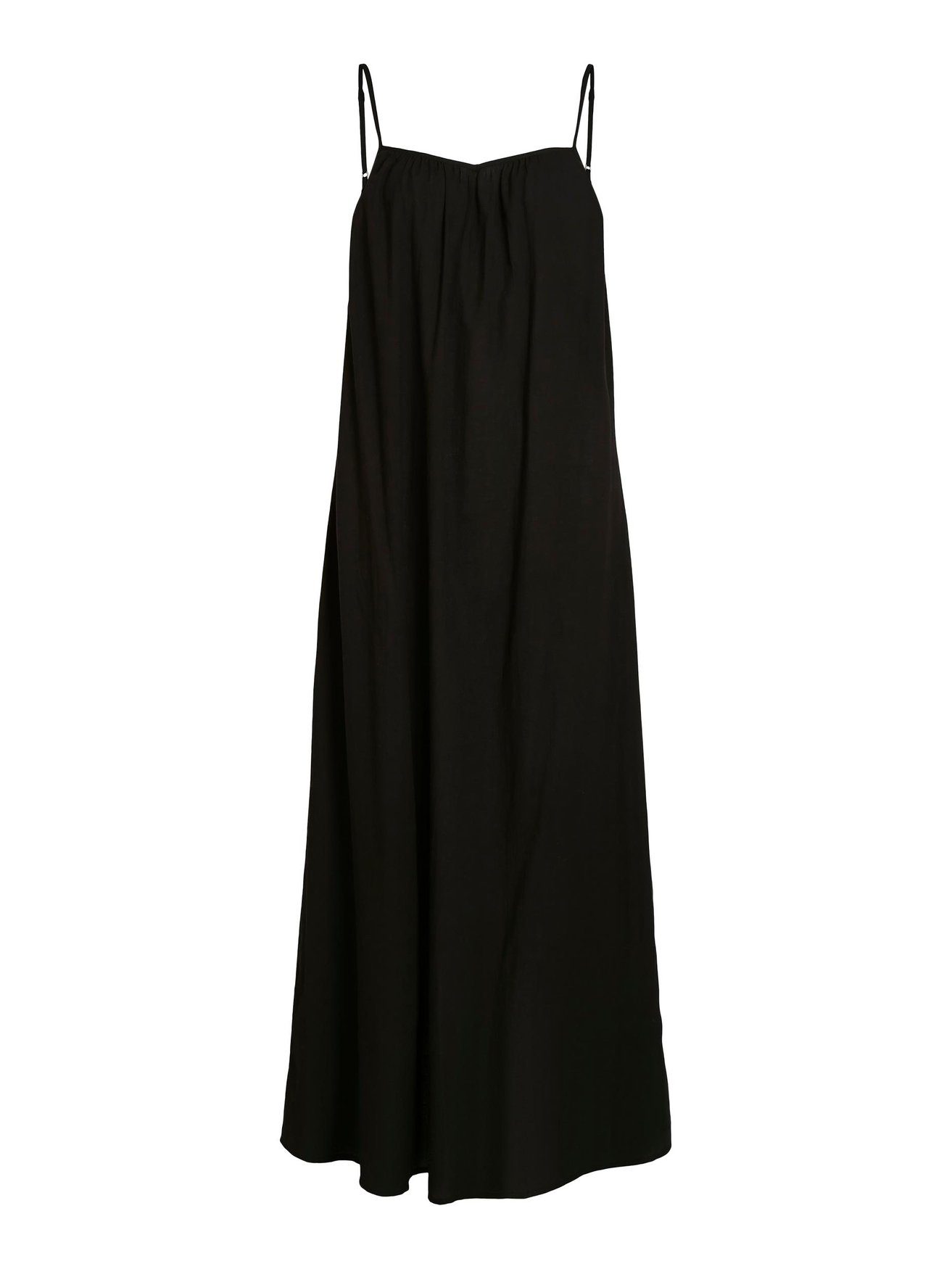 Kleid Maxi 5737 Dress Shirtkleid Spaghetti (lang) Träger mit Vila Schwarz Rückenausschnitt VIANIKA in