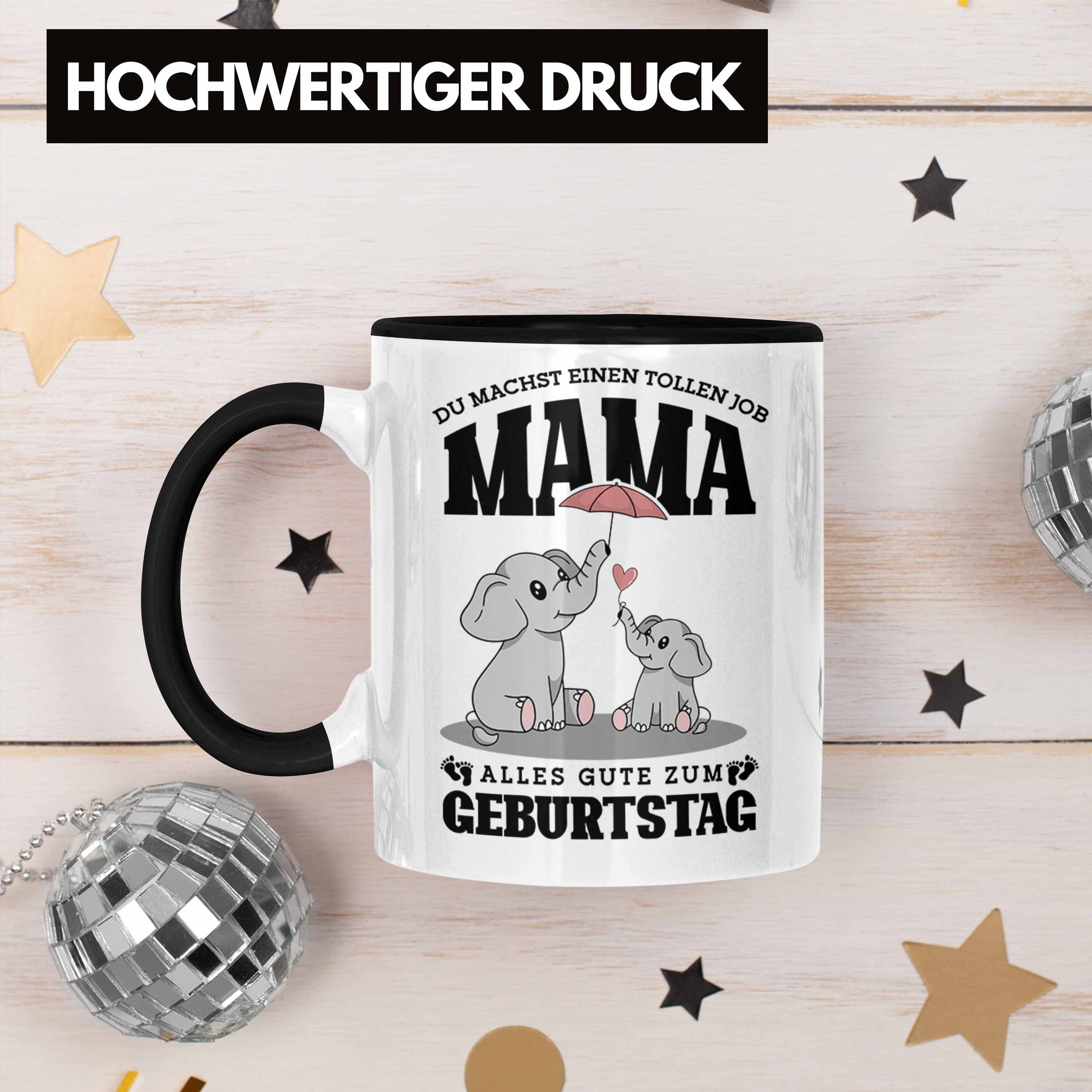 Trendation Tasse Tasse Mama Mutter für Geburtstag Geschenk Sohn Tochter Schwarz Mama von