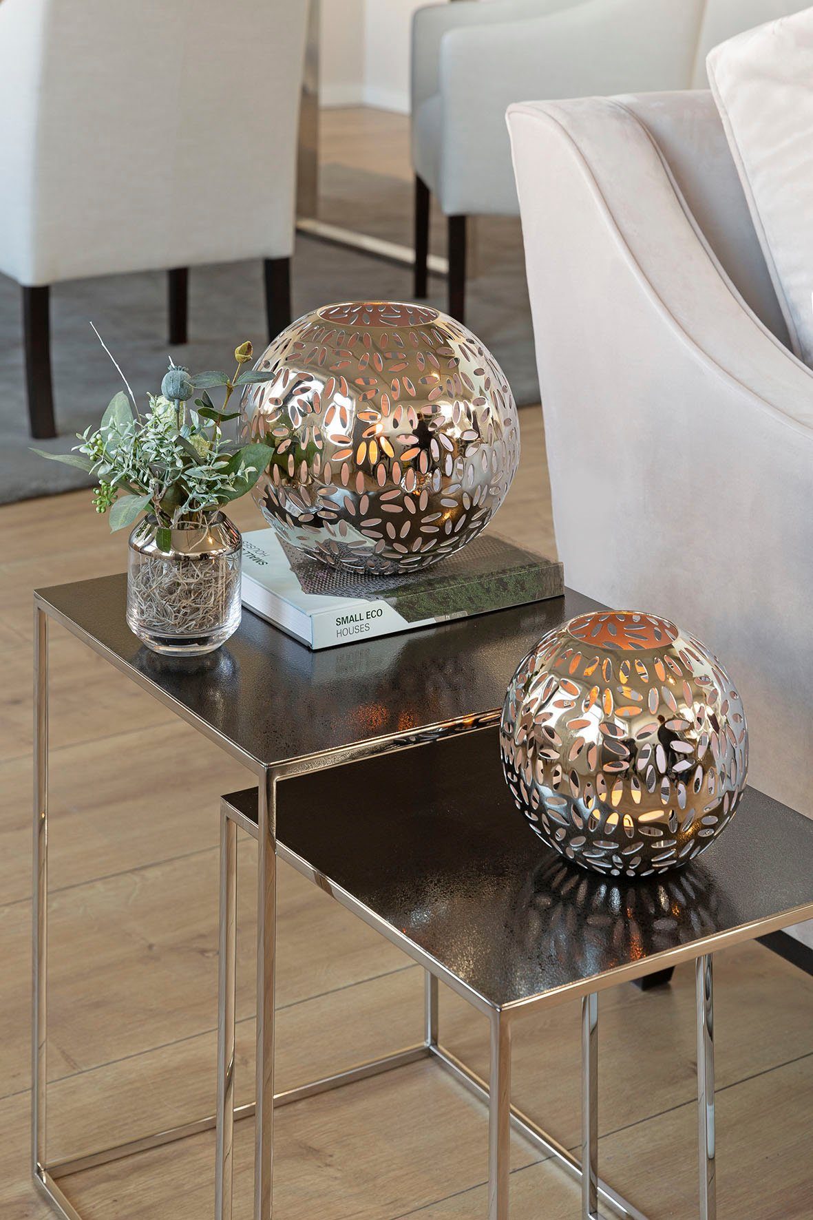 Fink Windlicht Kerzenhalter DARIA (1 St), aus Eisen, mit ellipsenförmigen Cut-Outs