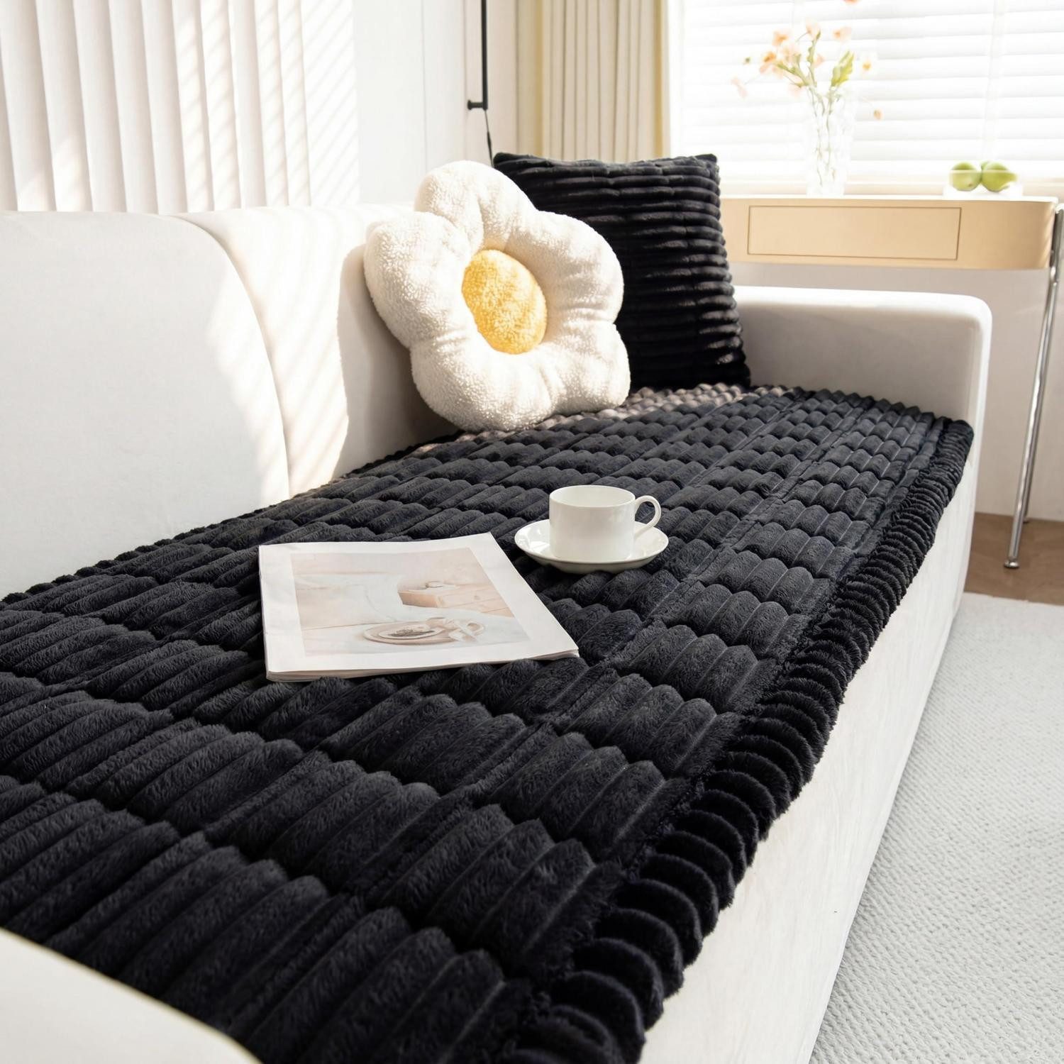 LuxusKollektion Sofahusse Sofabezug Cord Cord 70x70cm Schwarz