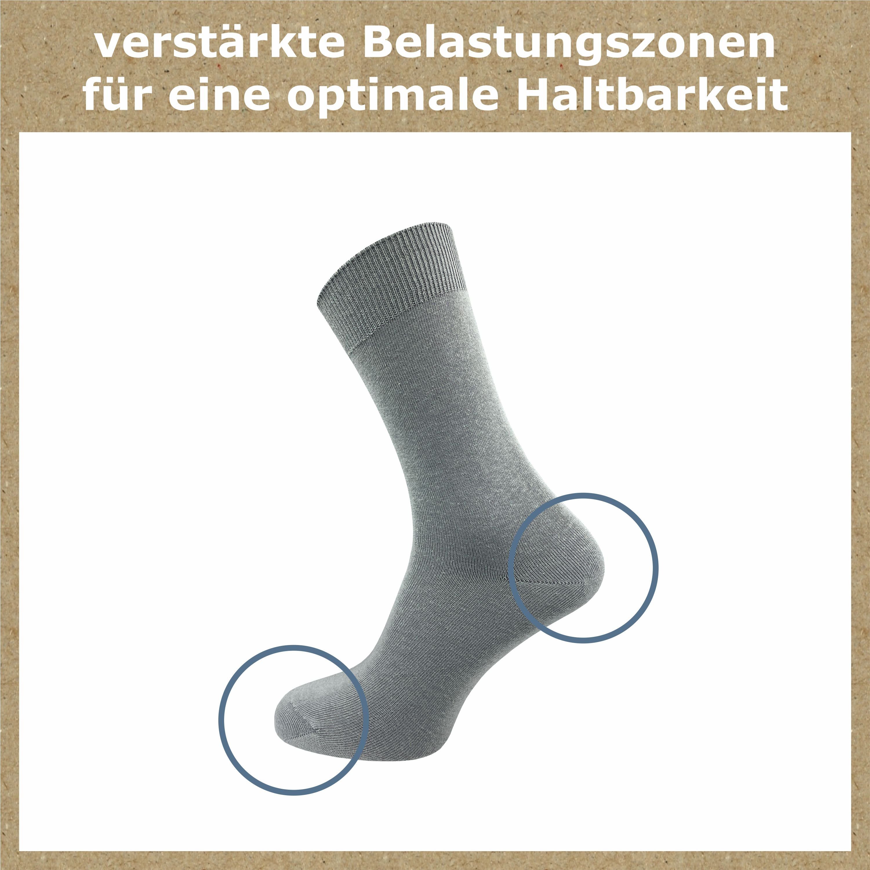 GAWILO Socken für 100% mit Herren Freizeit aus (10 und und Komfortbund grau venenfreundlichem Paar) Business Damen Baumwolle