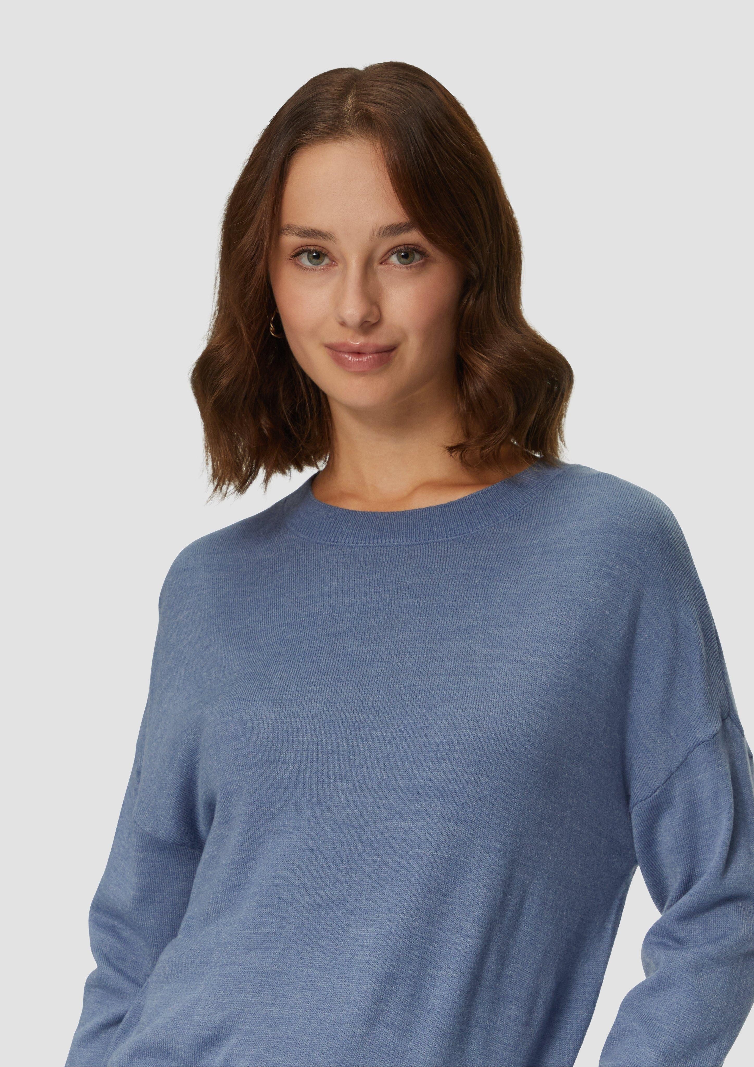 QS Strickpullover Verkürzter Strickpullover in Melange-Optik günstig online kaufen