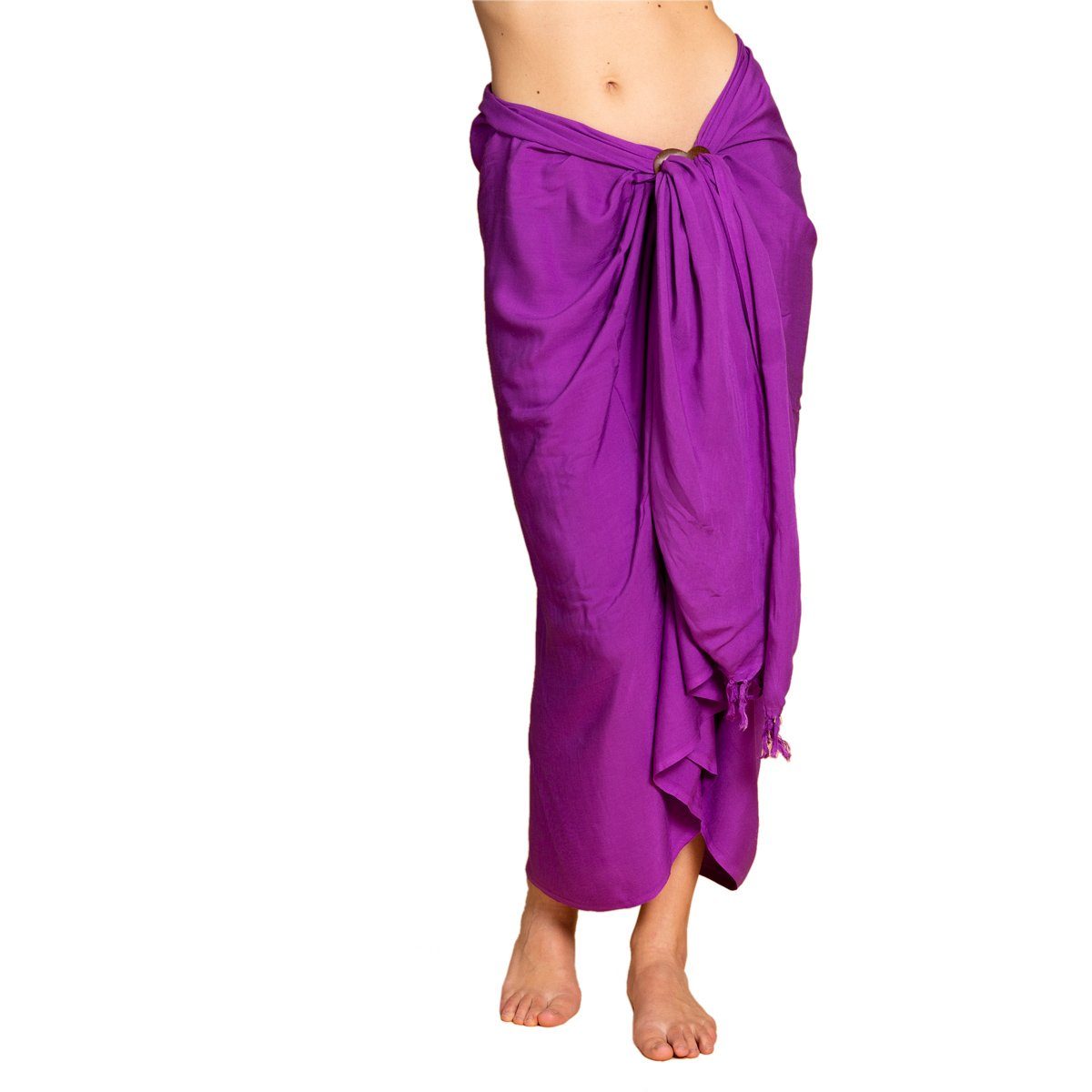 PANASIAM Pareo Sarong einfarbig in 2 Größen als Strandtuch Strandkleid Strandrock, oder Bikini Cover-up Tuch für den Strand Schultertuch Schal Halstuch Lila
