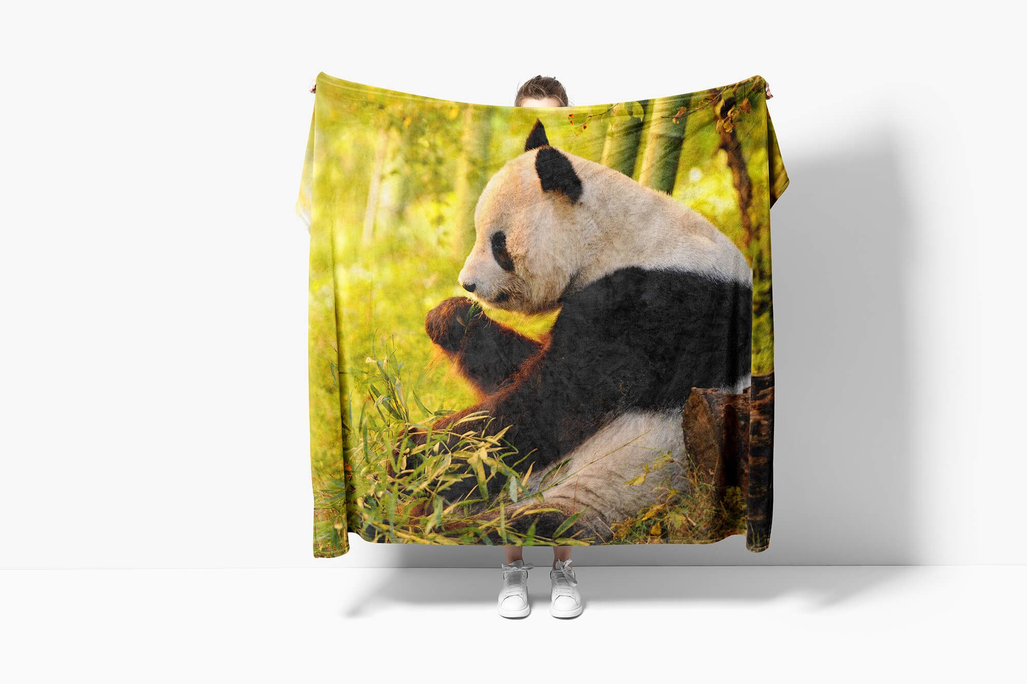 Handtuch Baumwolle-Polyester-Mix Tiermotiv Handtücher Kuscheldecke (1-St), Saunatuch Bambus, Panda Strandhandtuch Sinus Handtuch mit Art