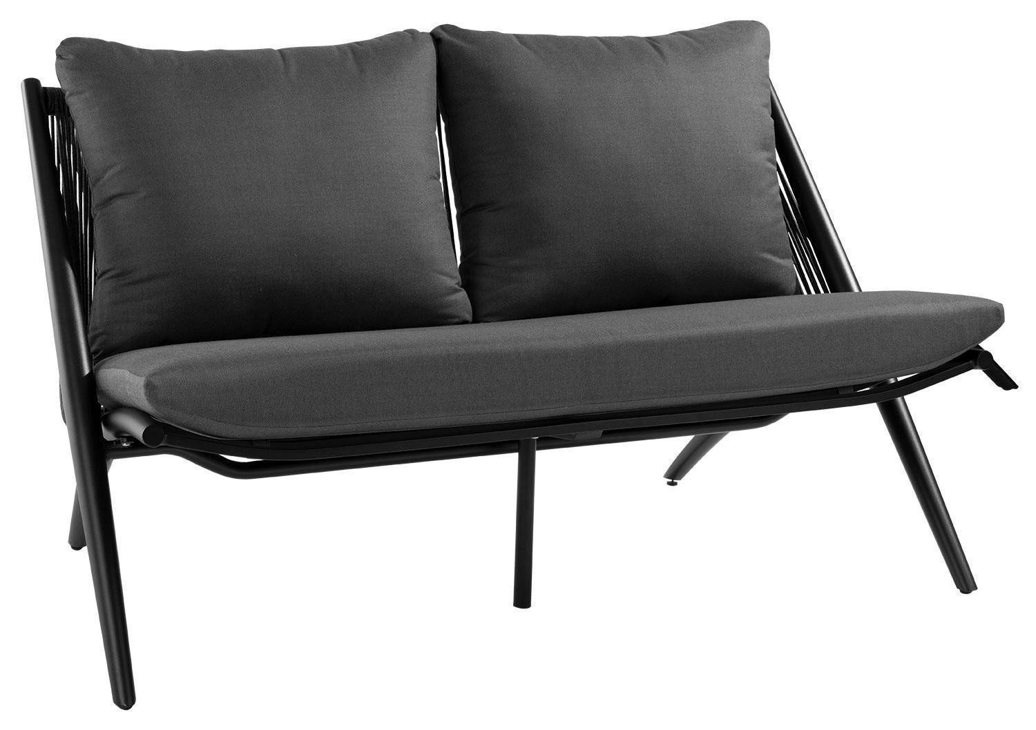 Bizzotto Gartenbank ALOHA, Aluminium, Anthrazit, B 144 cm, mit Kissen