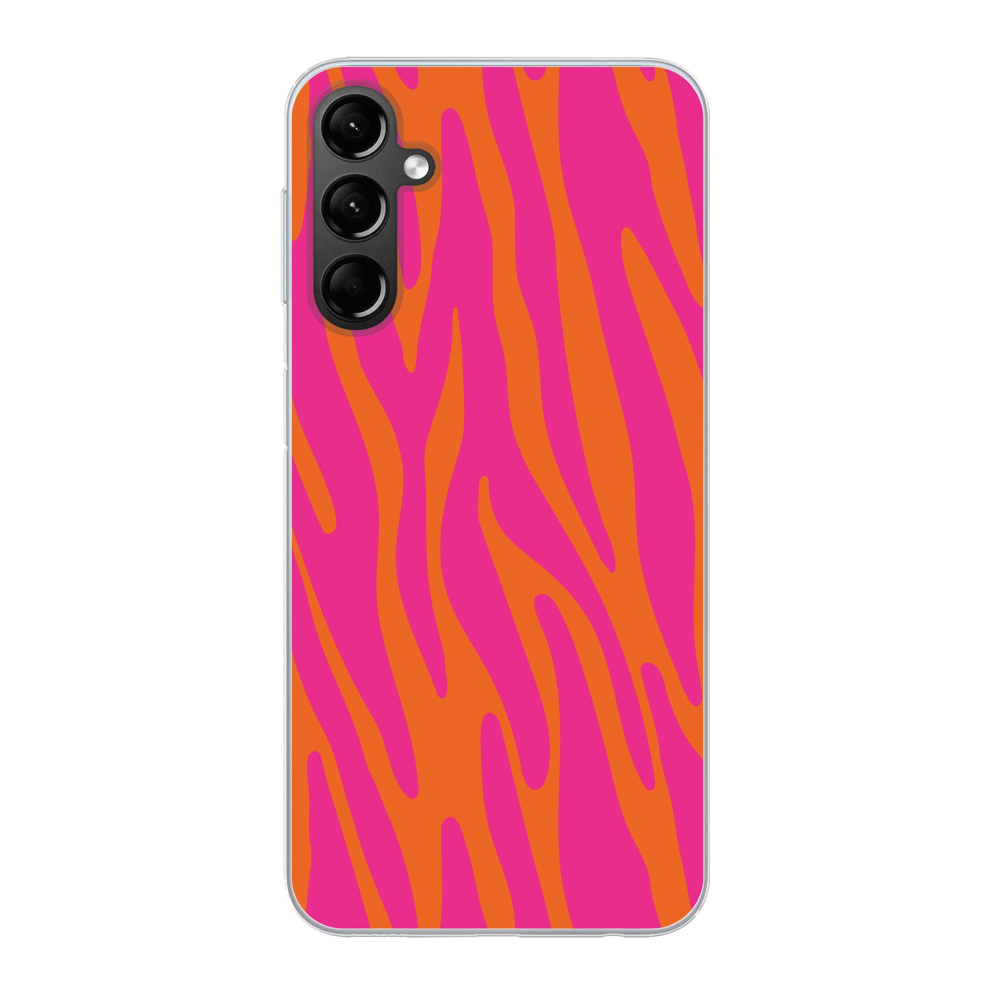MuchoWow Handyhülle für Samsung Galaxy A24 Zebramuster - Rosa - Orange - Tiermuster, Smartphone-Bumper, Print, Handy Schutzhülle Dünn