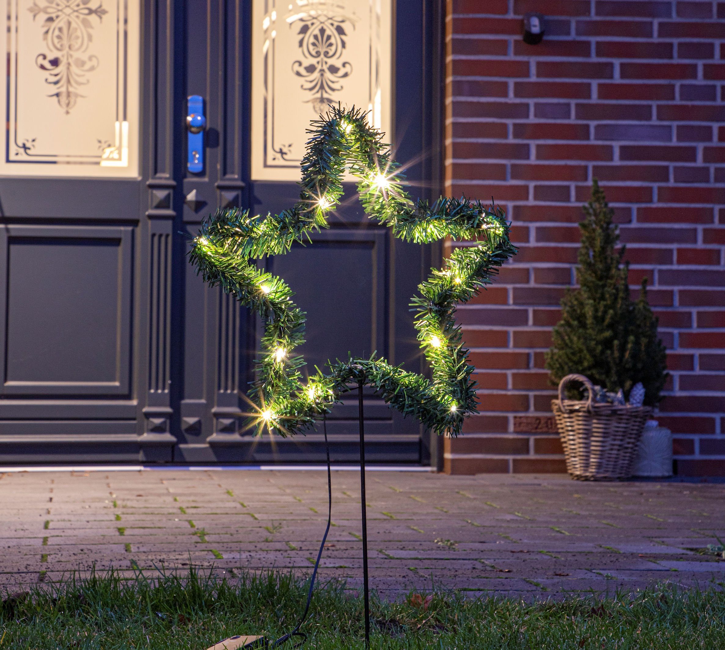 Spetebo LED Dekolicht LED mit - LED, Stern cm, 35 warmweiss Erdspieß Garten Deko