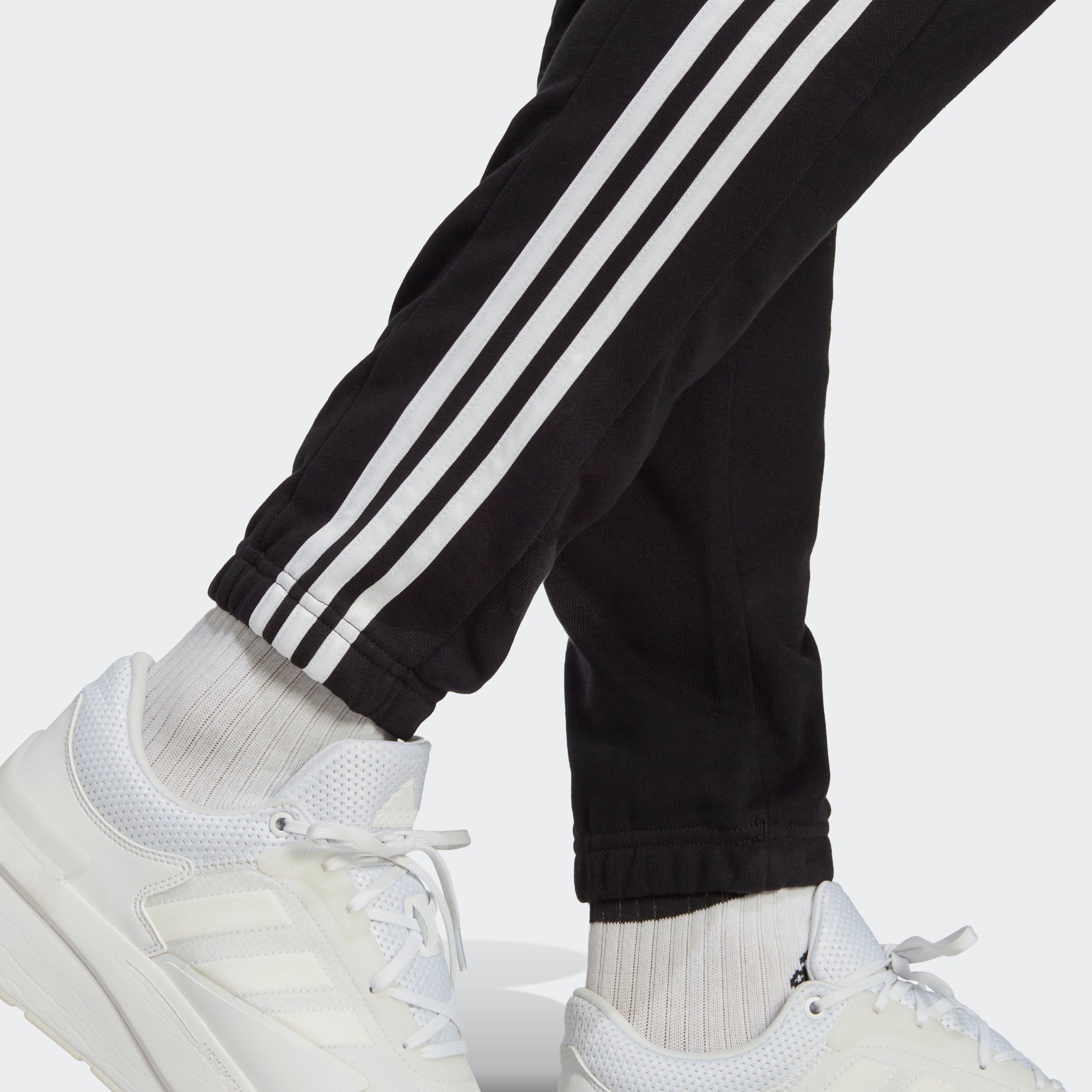 Sportswear TAPERED White ELASTIC 3STREIFEN CUFF Sporthose adidas Black TERRY / HOSE (1-tlg) ESSENTIALS FRENCH