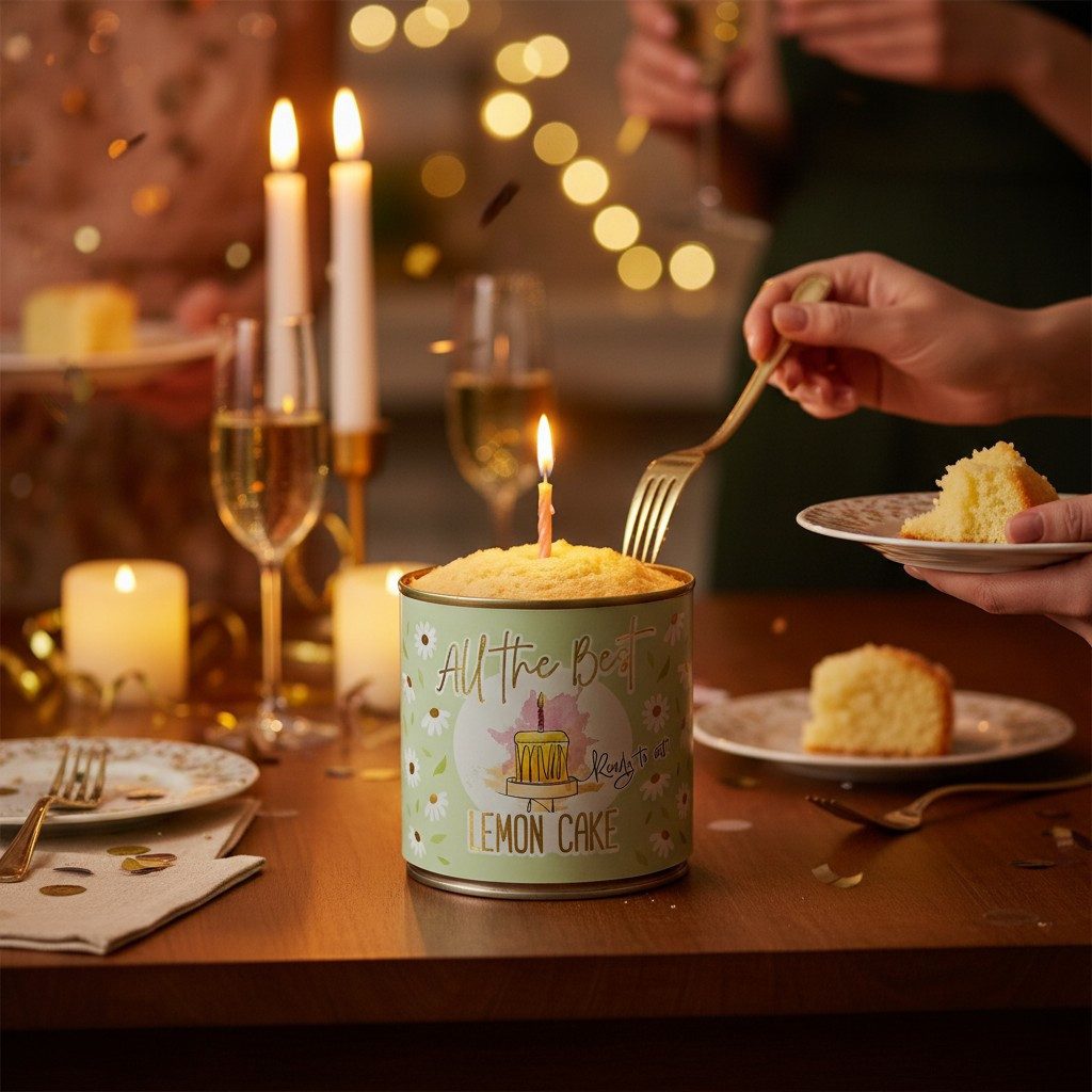 Wondercandle Geburtstagskerze Geburtstagskuchen in der Dose „All The Best Lemon Cake“ – Zitronenkuch (kein Set, kein Set)