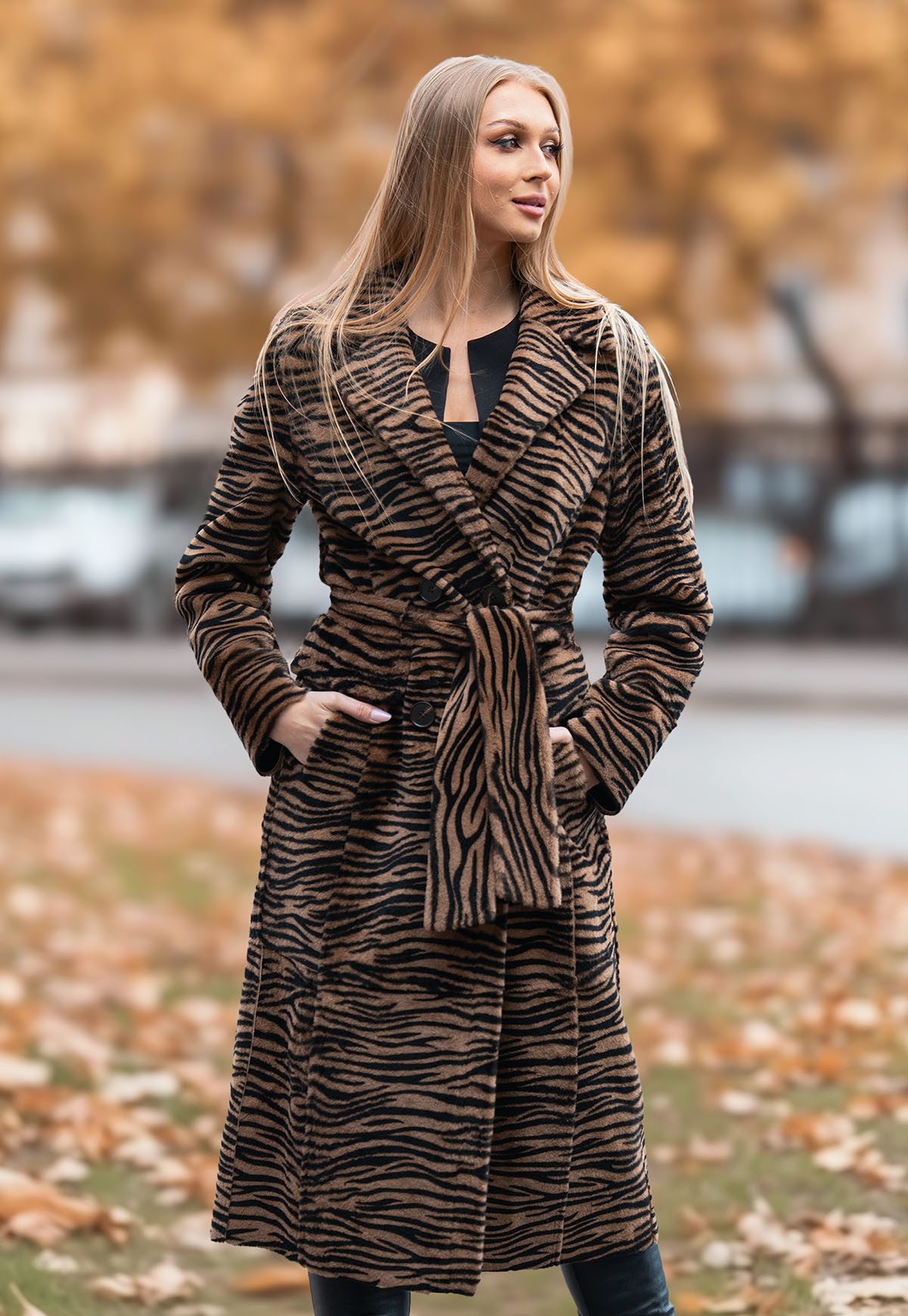 Hollert Wintermantel Damen Lammfellmantel Jade zum Wenden im Tiger-Look günstig online kaufen