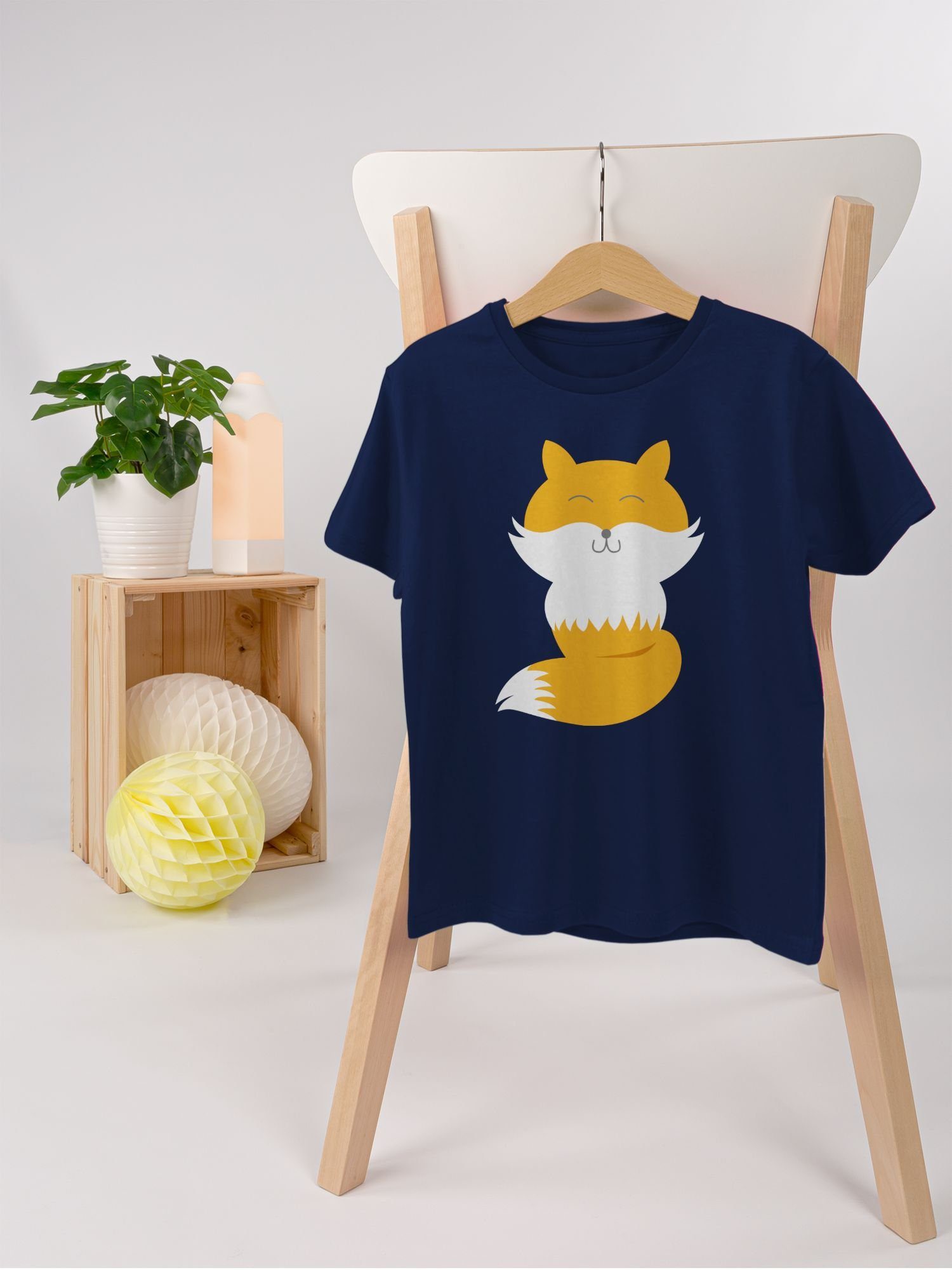 Fuchs Tiermotiv T-Shirt Süßer Dunkelblau Shirtracer Animal Print 1