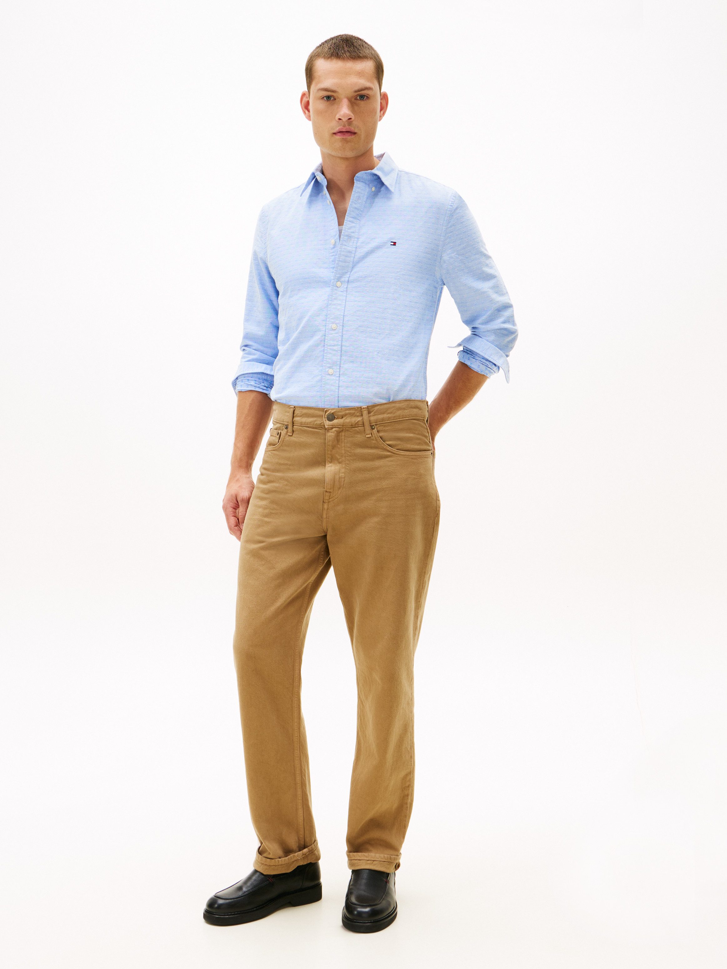 Tommy Hilfiger Langarmhemd OXFORD DOBBY Button-down-Kragen, regular fit, Businesshemd