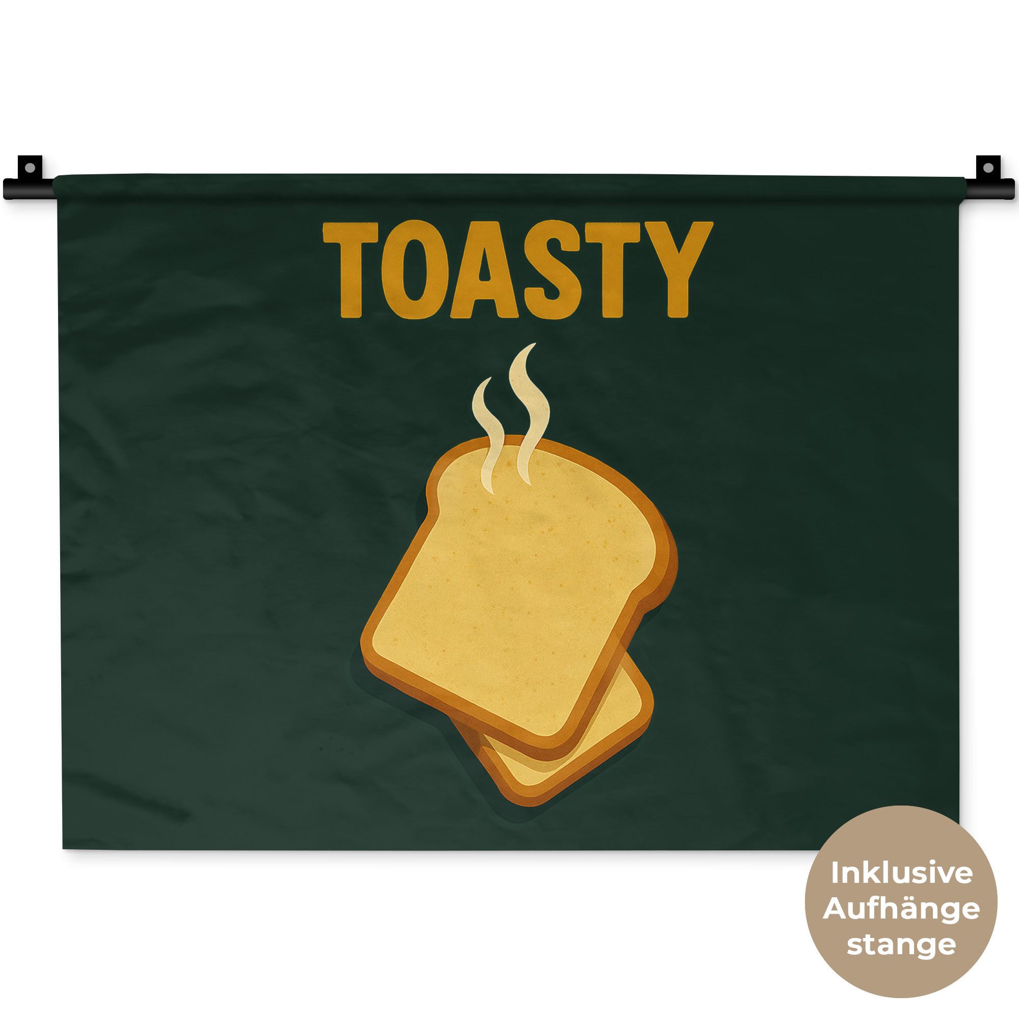 MuchoWow Wandteppich Brot - Toast - Grün - Minimalistisch, Rechteckig, Höhe: 3 mm, Wanddeko Teppich Wohnzimmer, Schlafzimmer, 60x45 cm