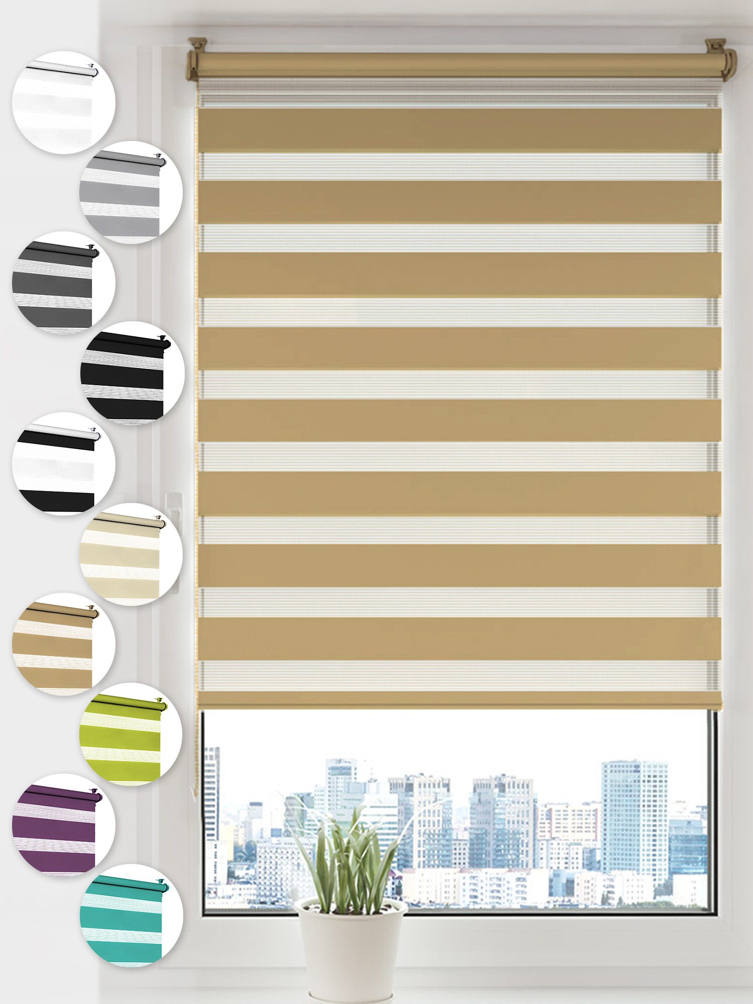 Doppelrollo Klemmfix ohne Bohren, Sonello, blickdicht, Klemmfix, 30cm x 100cm Beige Easyfix Duo Rollo, Роллы für Fenster und Tür, Lichtschutz, Blickdicht, Jalousie freihängend mit Klemmträger, Seitenzugrollo, einfache Montage, in verschiedenen Farben und Größen