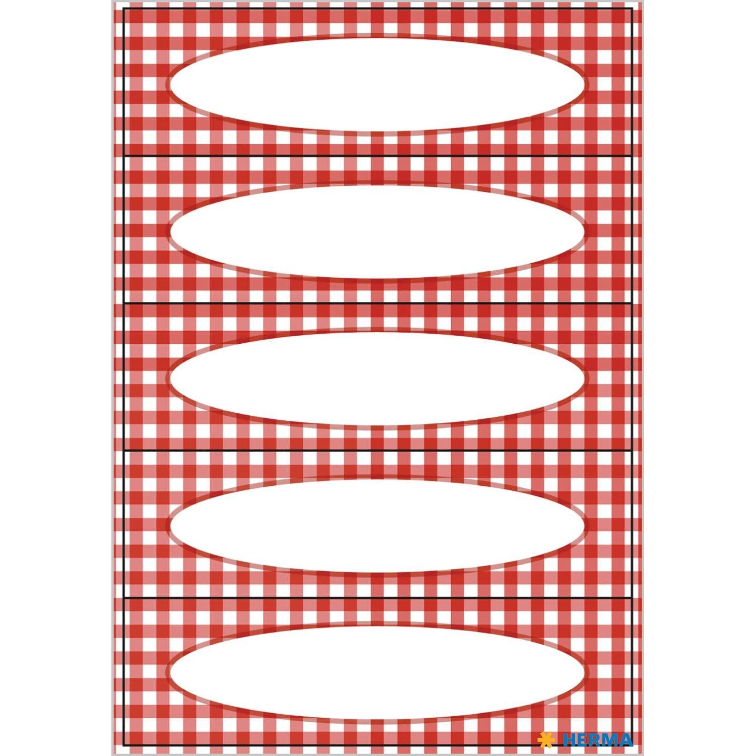 HERMA Etiketten HERMA 3639 Haushalts-Etiketten Vichy-Karo, 76 x 23 mm, rot weiß (4 Bla