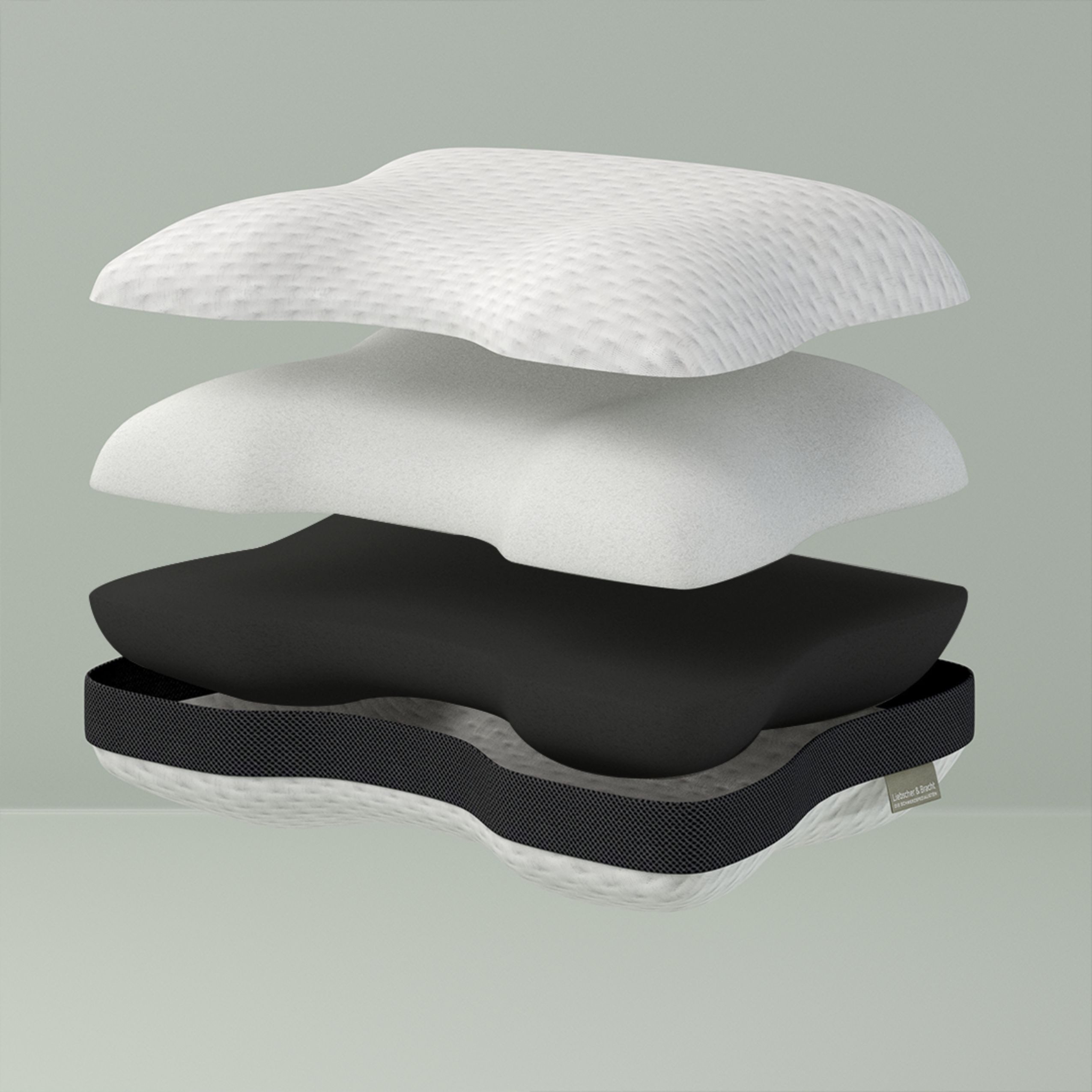 Liebscher & Bracht Kopfkissen Kissen, Füllung: Schaumstoff, Rücken, Seite, Bauch, Seitenschläfer, Rückenschläfer, Nackenschläfer, 2 Härtegrade, Ergonomisches Design, Verstellbare Höhe, Memory-Schaum