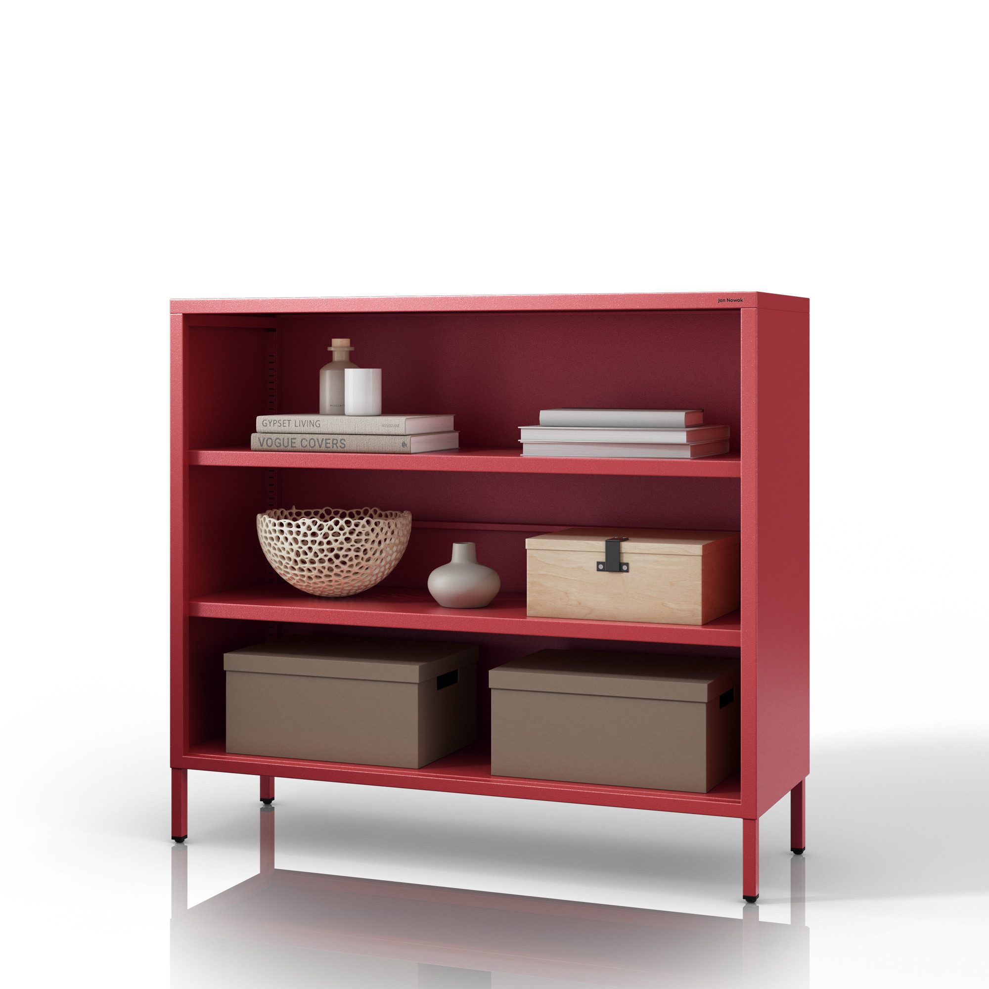 Jan Nowak Sideboard LUCA Regal Metall Stahl 100x90x35cm 2 Regale Sparkling (Stahl 0,6mm, 40kg, 25mm Raster, Wandmontage möglich), Brilliance Beine regulierbar Wohnzimmer Büro