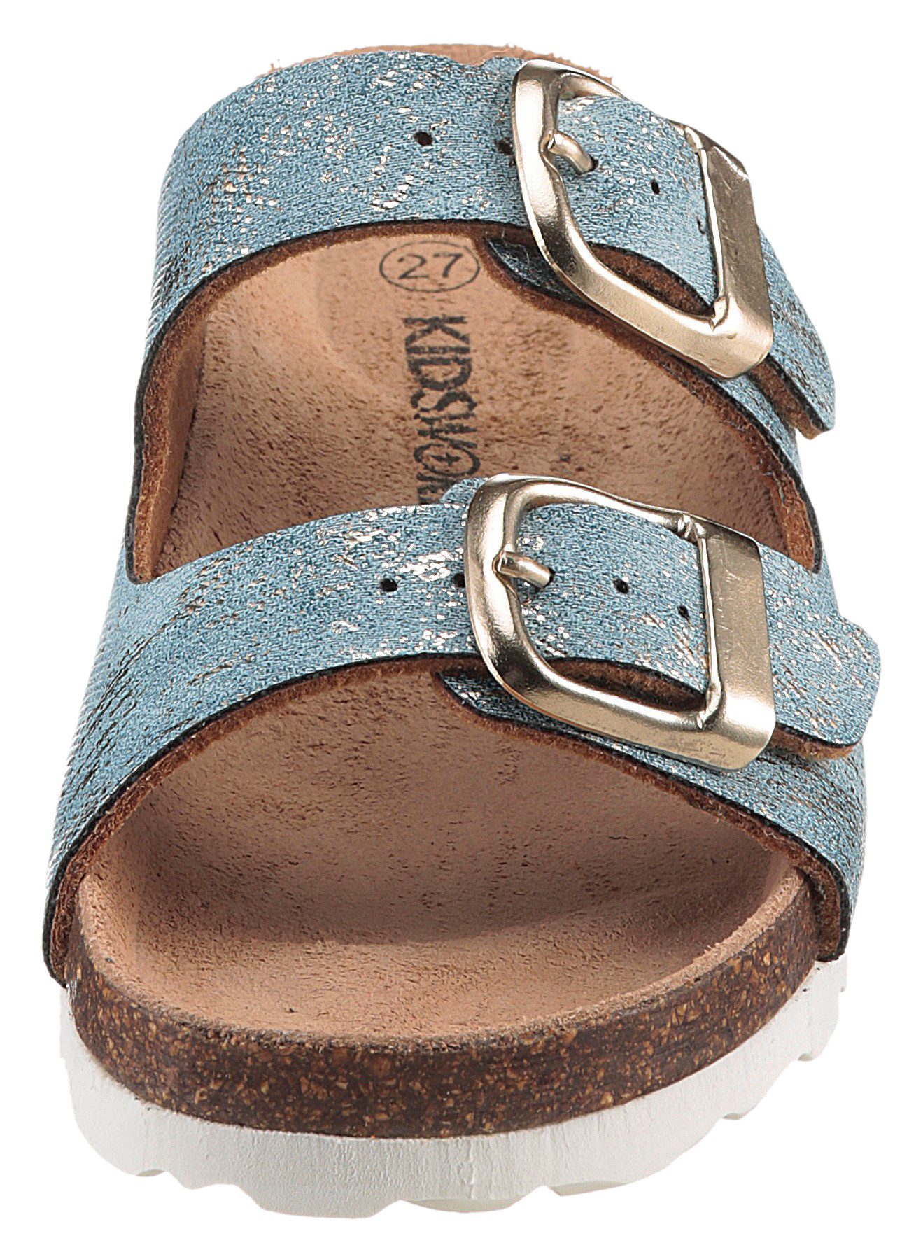 KIDSWORLD Pantolette Sommerschuh, Strandschuh, Urlaubschuh, Hausschuh mit Schnallen