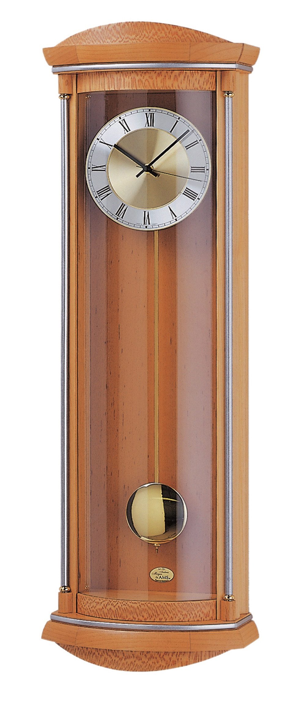 AMS Pendelwanduhr Wanduhr mit Pendel 5080 (Funk-Uhrwerk)