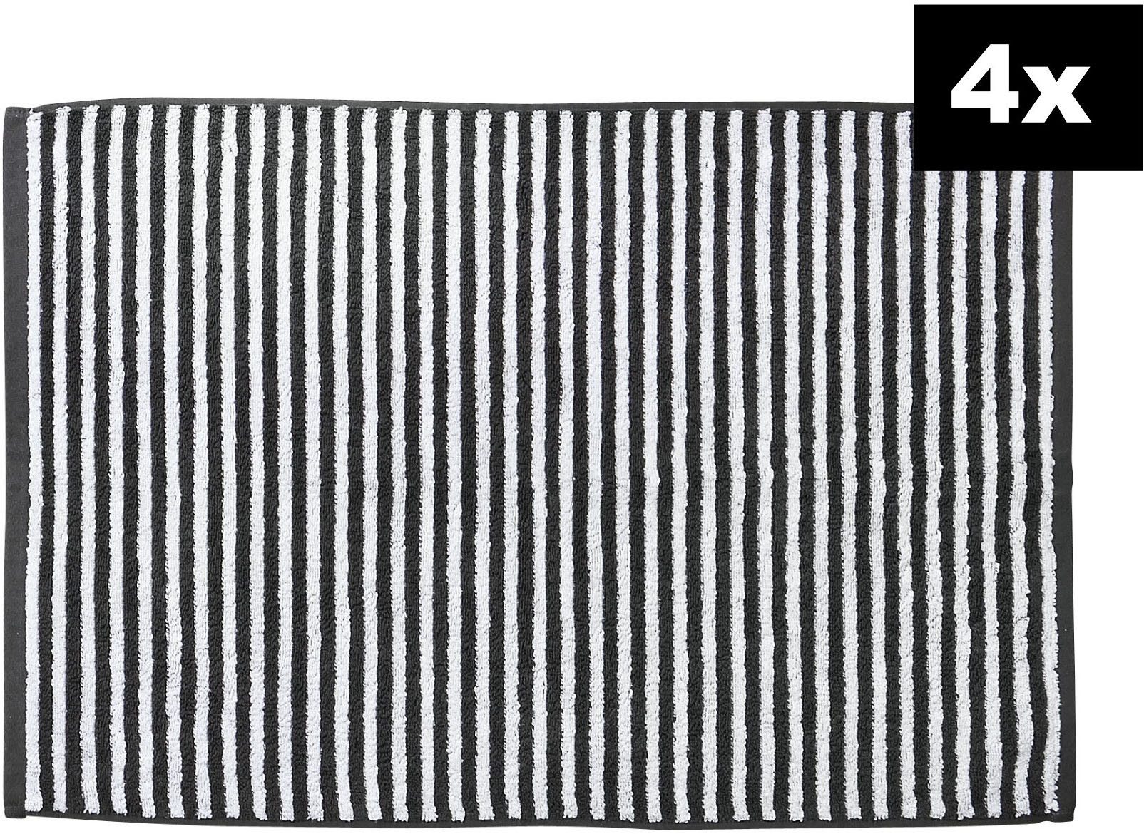 done.® Badematte DAILY SHAPES Stripes 4er-Set, Höhe 5 mm, fußbodenheizungsgeeignet, Baumwolle, rechteckig, Badvorleger aus 100% Baumwolle, Jacquardgewebt