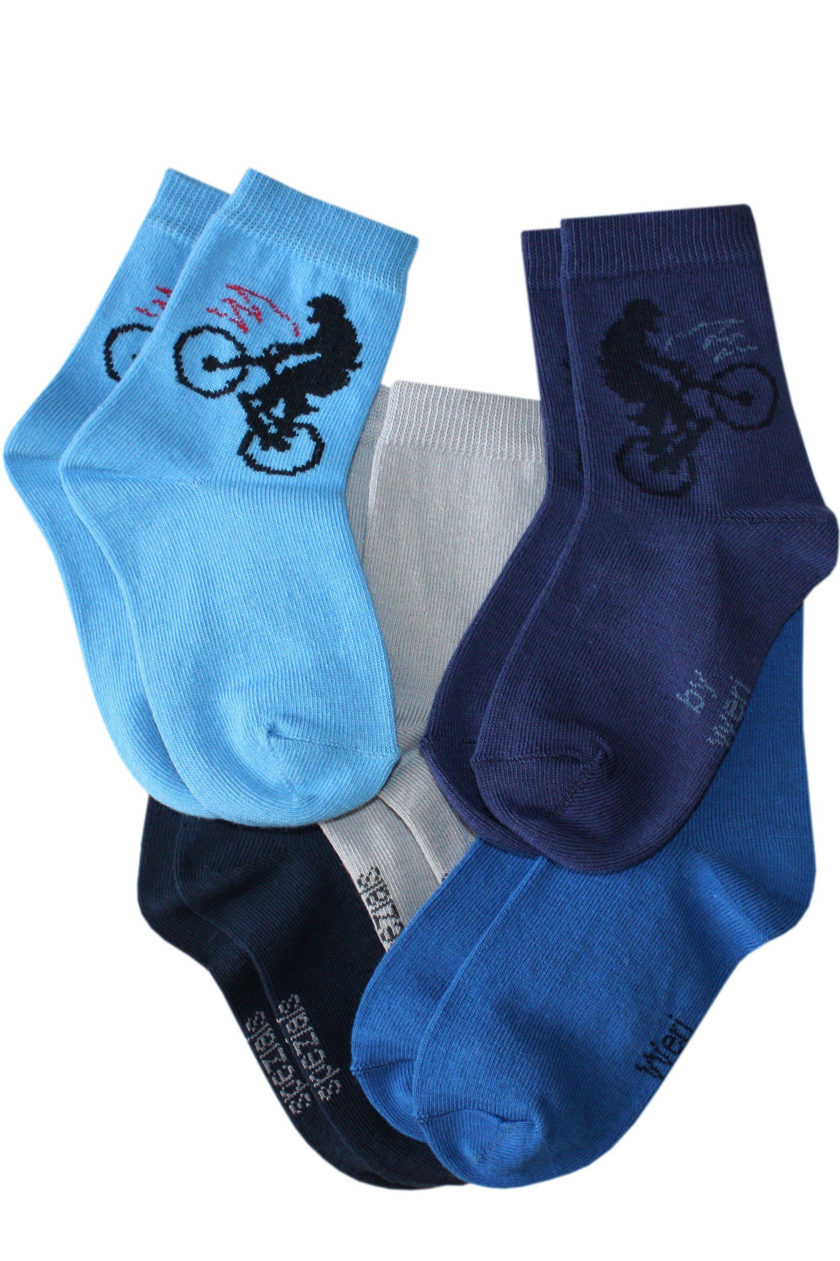 Wäsche/Bademode Socken WERI SPEZIALS Strumpfhersteller GmbH Socken Kinder Socken 5-er Pack für Jungs Biker aus Baumwolle (Set) 5