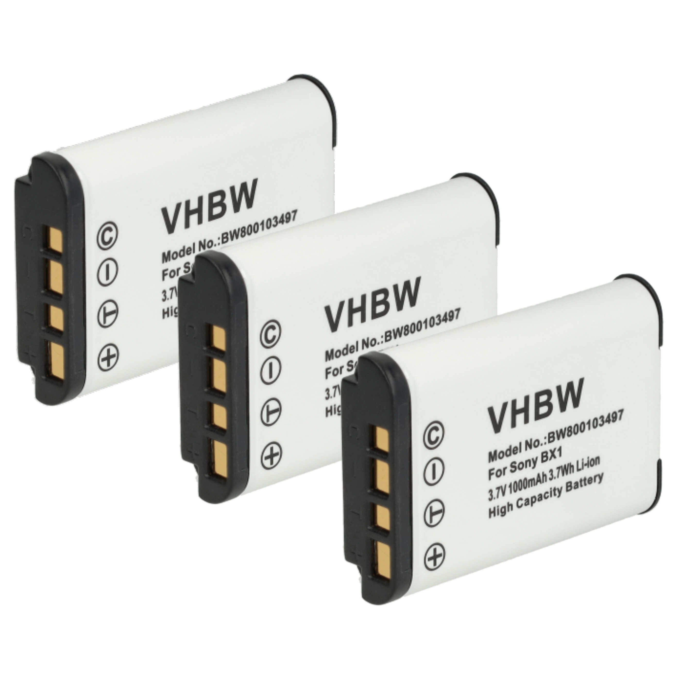 vhbw Akku passend für Sony ZV-1 II, ZV-1A, ZV-1F, ZV-1 Kamera / Foto / Kamera-Akku Akku Li-Ion 1000 mAh (3,6 V, 3 St), Leistungsfähige Austausch-Akkus für Digitalkamera, Spiegelreflexkamera