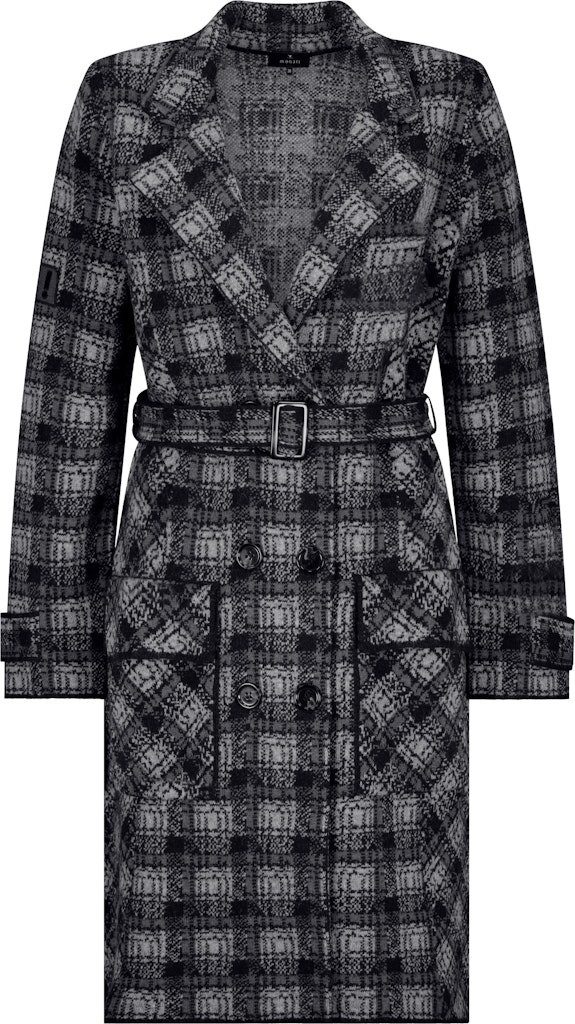 Monari Outdoorjacke Strickmantel mit Karomuster schwarz günstig online kaufen