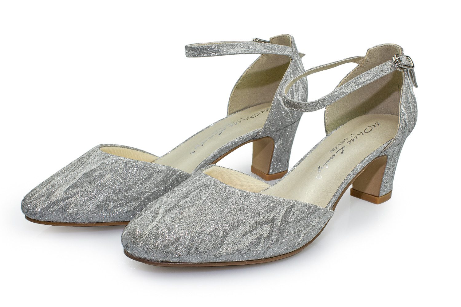 White Lady 700 brillant Glitter - Riemchen Pumps Slingpumps
