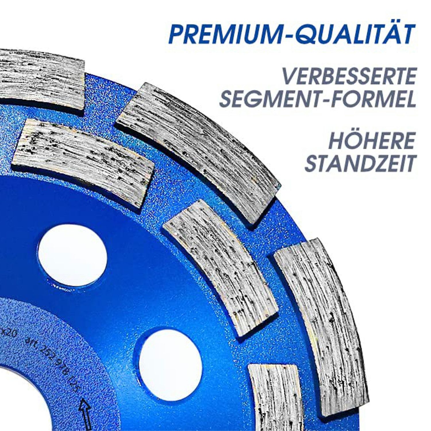 S&R Schleifscheibe Diamant-Schleiftopf 125 x 22,23 mm für Beton, Granit, Stein, Mauerwerk, (1 x S&R Diamantschleiftopf 125 mm Premium-Produktreihe, doppelreihig – Bild 2 von 5
