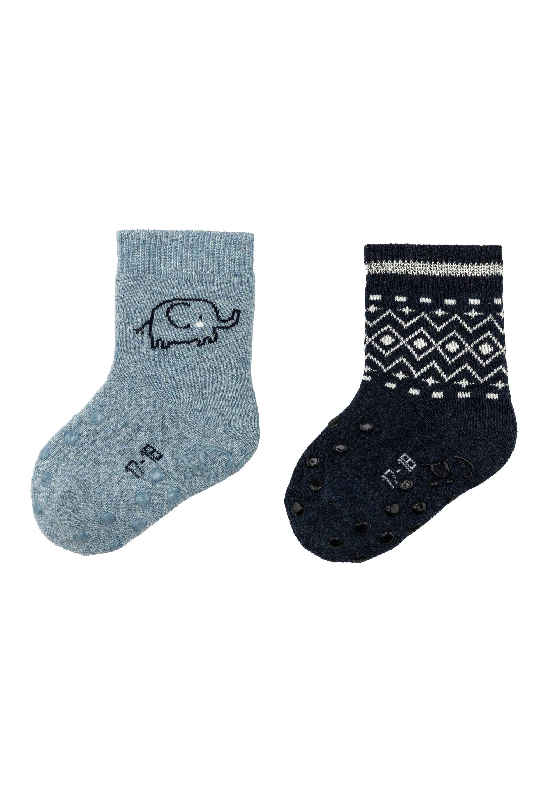 Basicsocken ABS Krabbelsocken Elefant, 2er-Pack