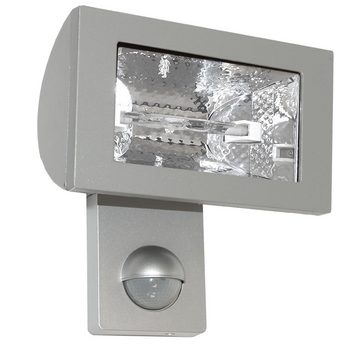 steinel Baustrahler Profi Sensor Halogen Strahler HS 502 Silber IP44 500W R7s, LED wechselbar, Warmweiß