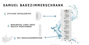Schildmeyer Hochschrank Samuel (Kein Set) Schrankfächer, Ablagen, Kunststofffüße, Metallgriffe, verstellbare Böden