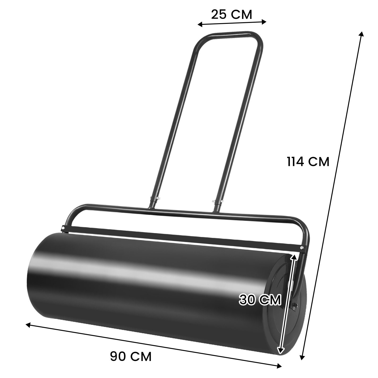 COSTWAY Rasenwalze, 90,00 cm,Schwerlasttrommel 114x90x30cm 63L, Schwarz