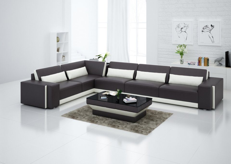 Ledersofa Ecksofa, Design JVmoebel Couch Sofa Eck Wohnlandschaft Ecksofa Modern