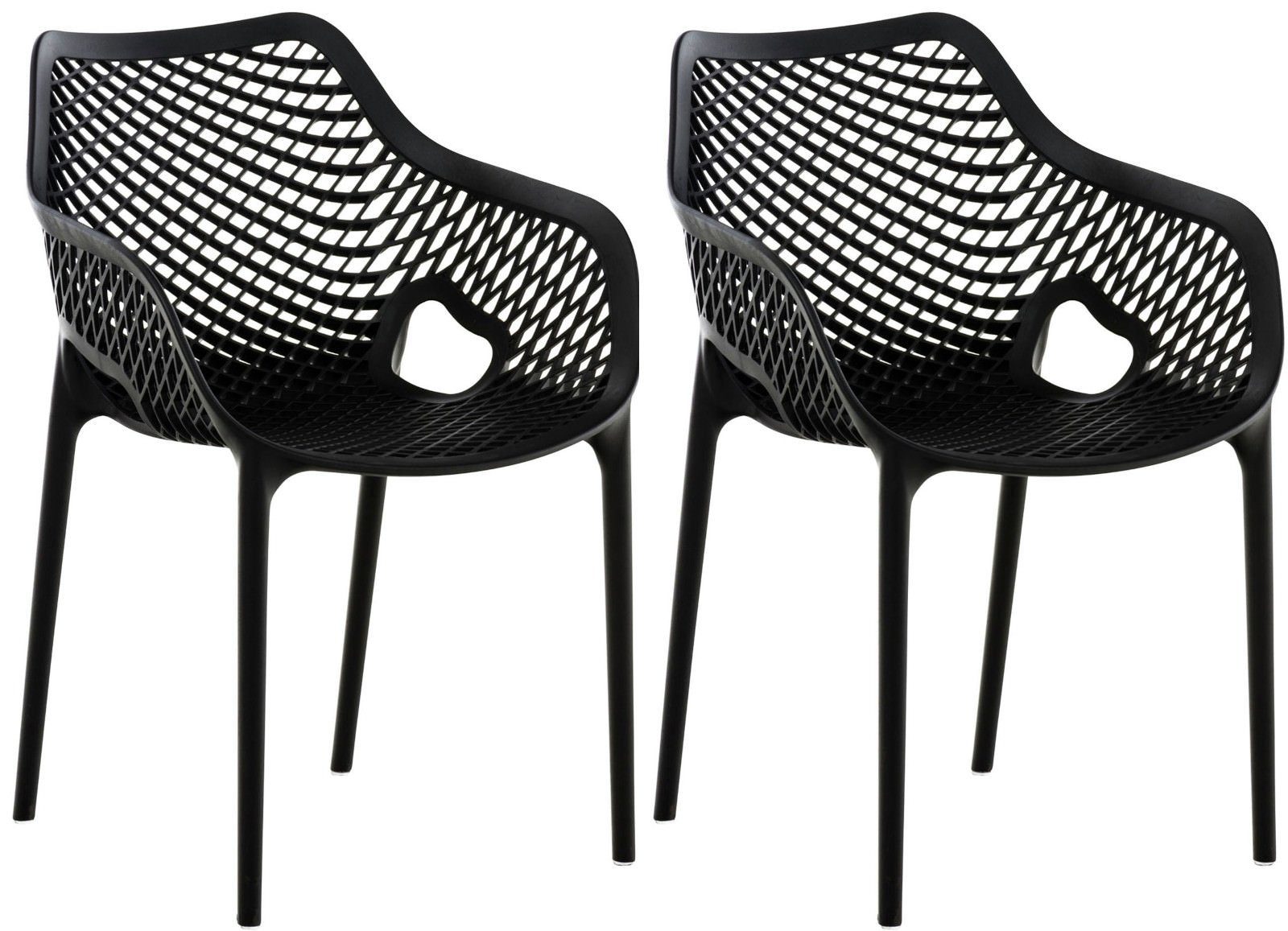 CLP Gartenstuhl Outdoor-Stühle, Wabenmuster schwarz Air (2er XL Set), mit