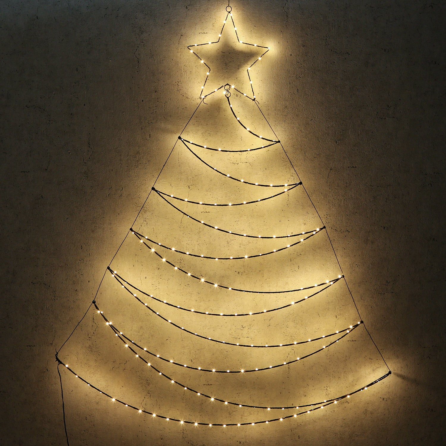 MARELIDA LED Baum LED Wanddeko beleuchtet Classic, (1800K LED ultra-warmweiß bernstein Weihnachten 2100K) / Tannenbaum 1,5m Metallbaum Außen, bis