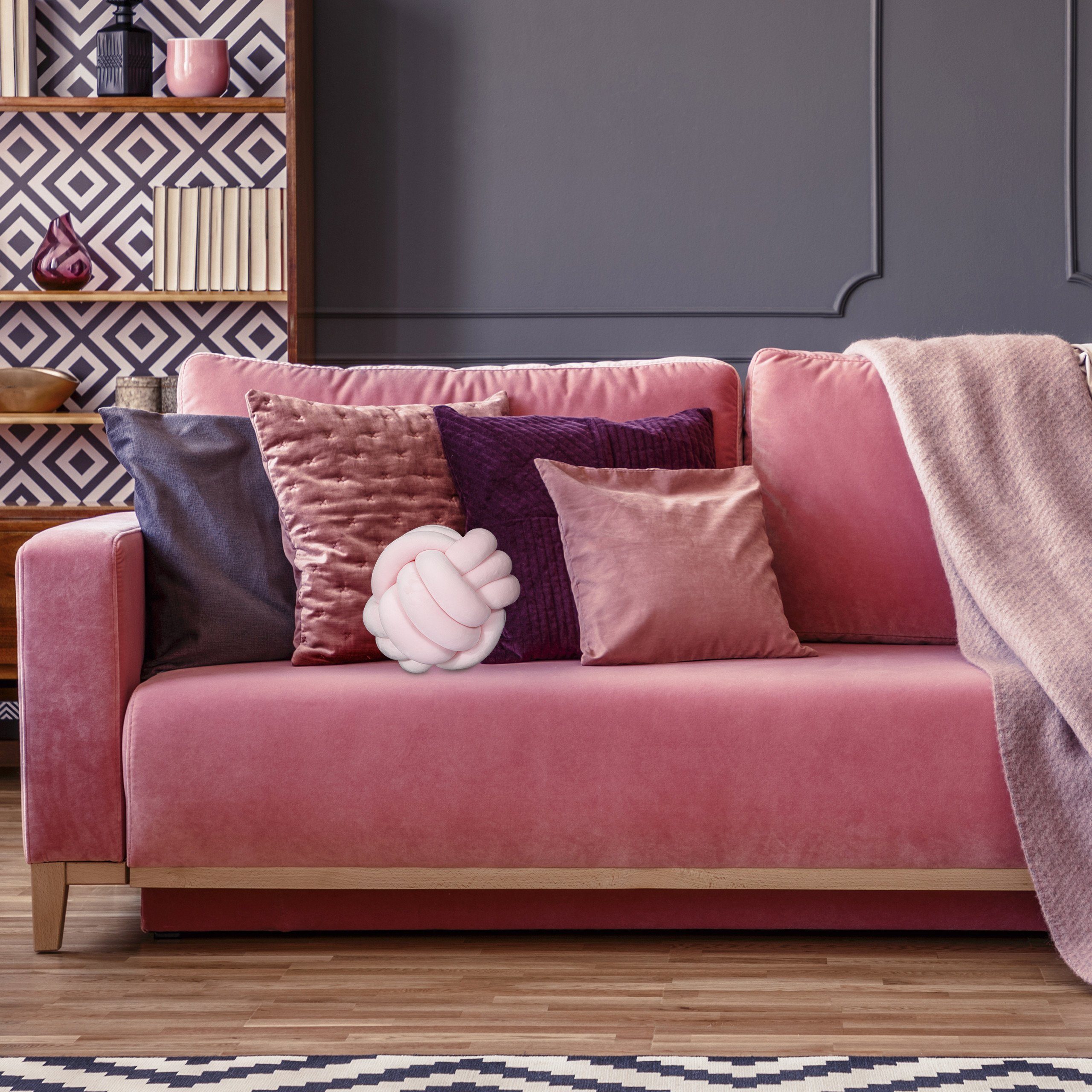 relaxdays Dekokissen Knotenkissen, Rosa – Bild 2 von 5
