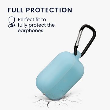 kwmobile Kopfhörer-Schutzhülle Hülle für Apple AirPods Pro Kopfhörer, Silikon Schutzhülle Case Cover - leuchtet im Dunkeln - Hellblau