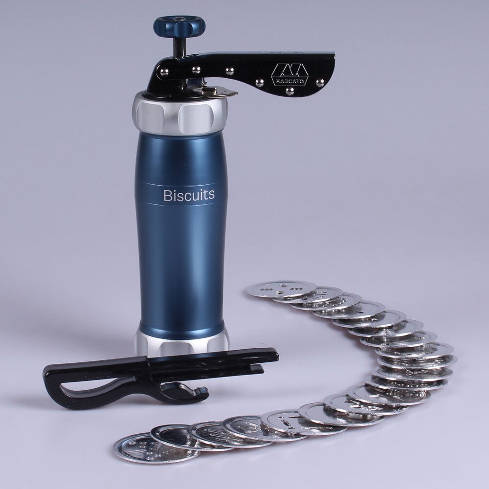Marcato Kochbesteck-Set Biscuits Powder Plätzchenpresse blau