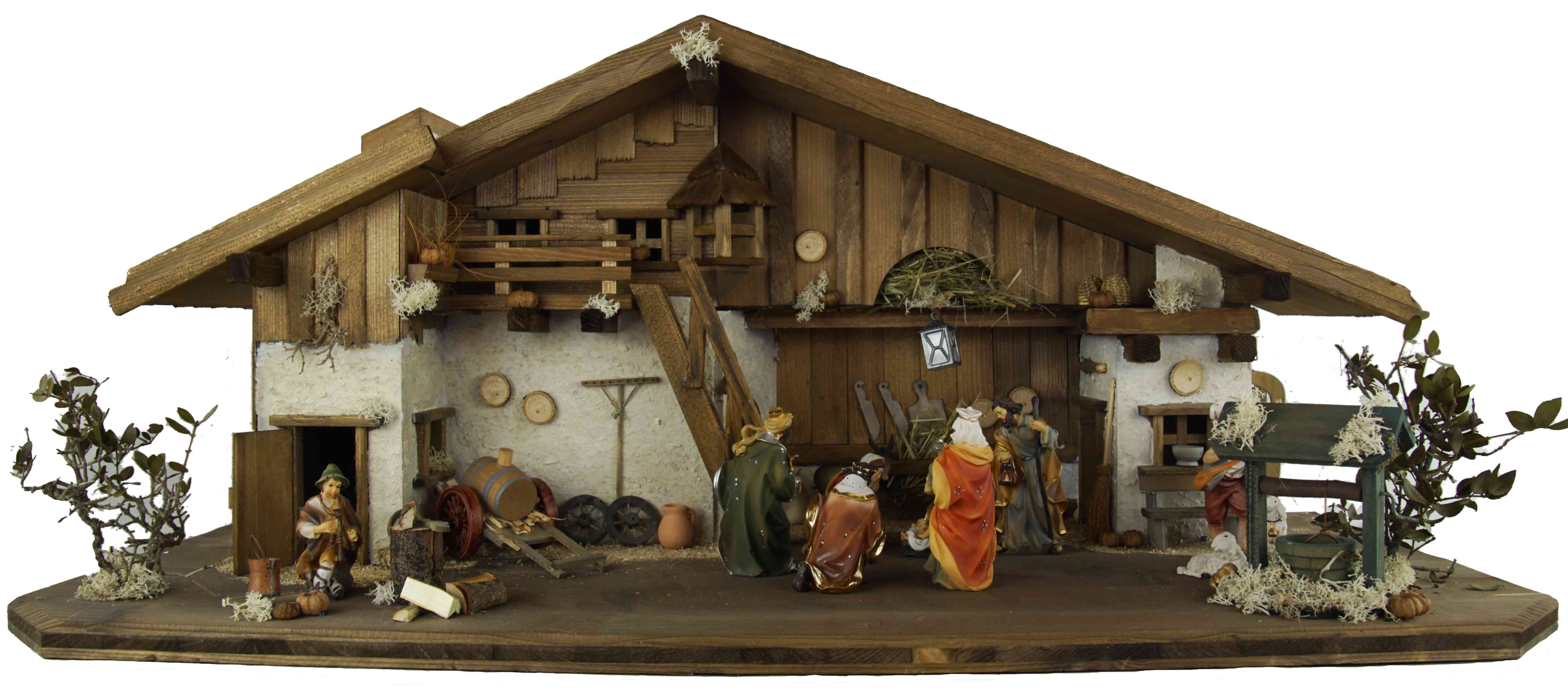 Krippenursel Krippe Weihnachtskrippe Gotthard inkl. Фигуркиsatz K001 oder K002 (12-tlg), Handbemalte Фигурки in klassischer Form