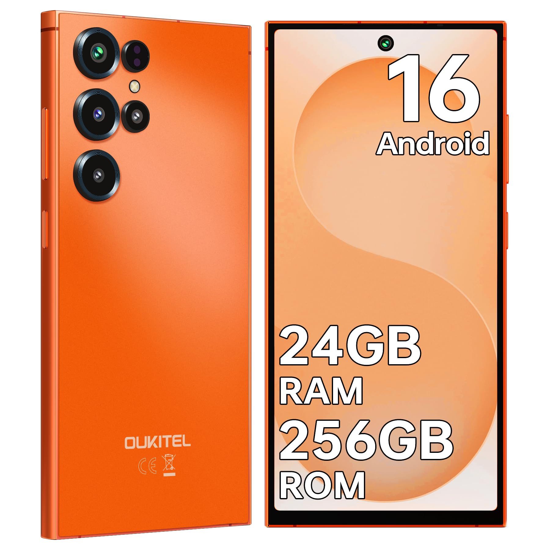 OUKITEL C67 24GB RAM+256GB ROM/TF 1TB, Android 16 Smartphone (17,10 cm/6.73 Zoll, 256 GB Speicherplatz, 64 MP Kamera, 6,73" HD+ 120Hz, 64MP+8MP, 5000mAh, Dual SIM/ OTG/ GPS/ NFC)