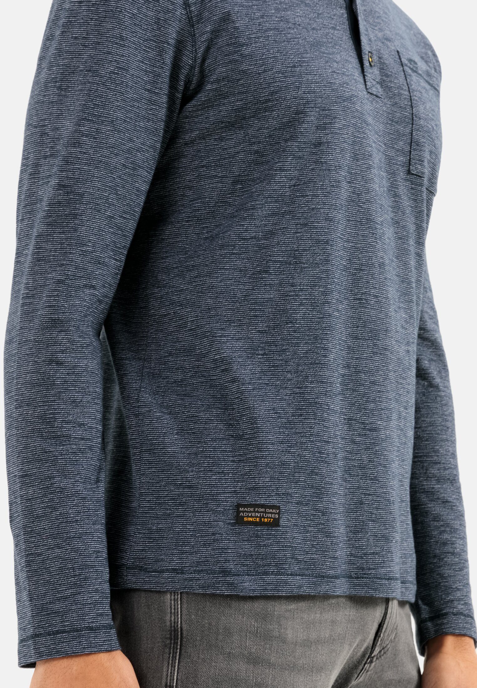 camel active Henleyshirt aus reiner Baumwolle Langarm Rundhals