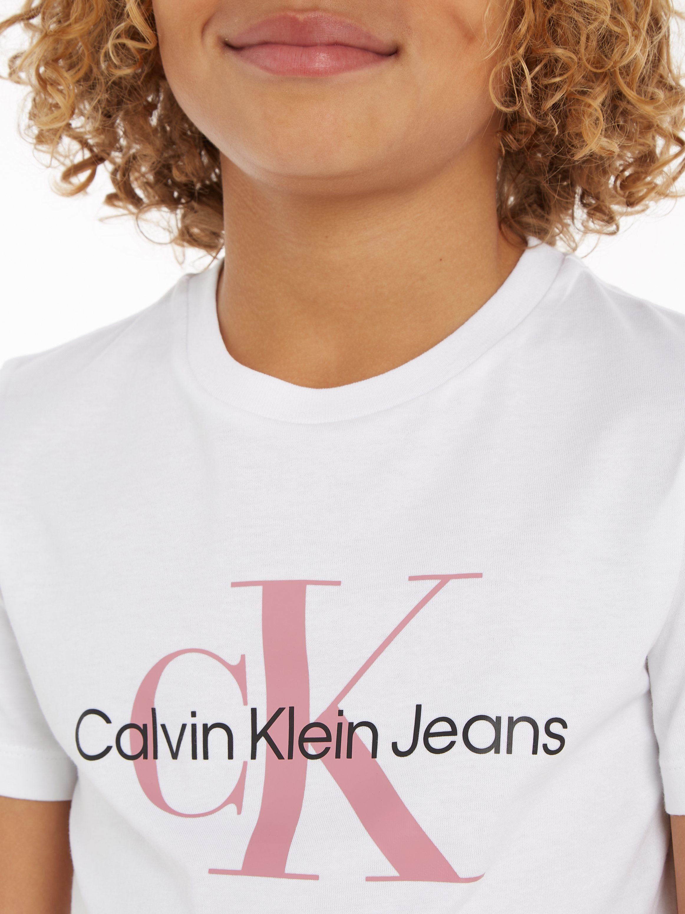 MONOGRAM SS Calvin CK White T-Shirt Jeans T-SHIRT Klein Bright