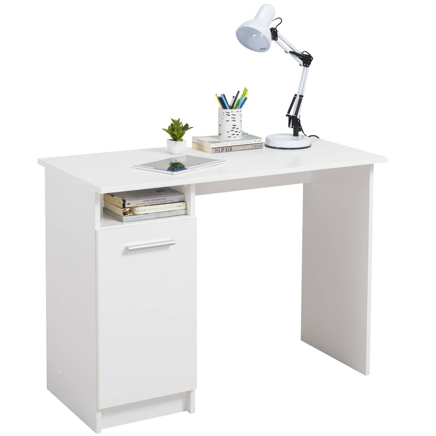 weiß weiß Bürotisch Holz natur Schreibtisch Computertisch | Weiß weiß Set) | (kein Homestyle4u 50x100