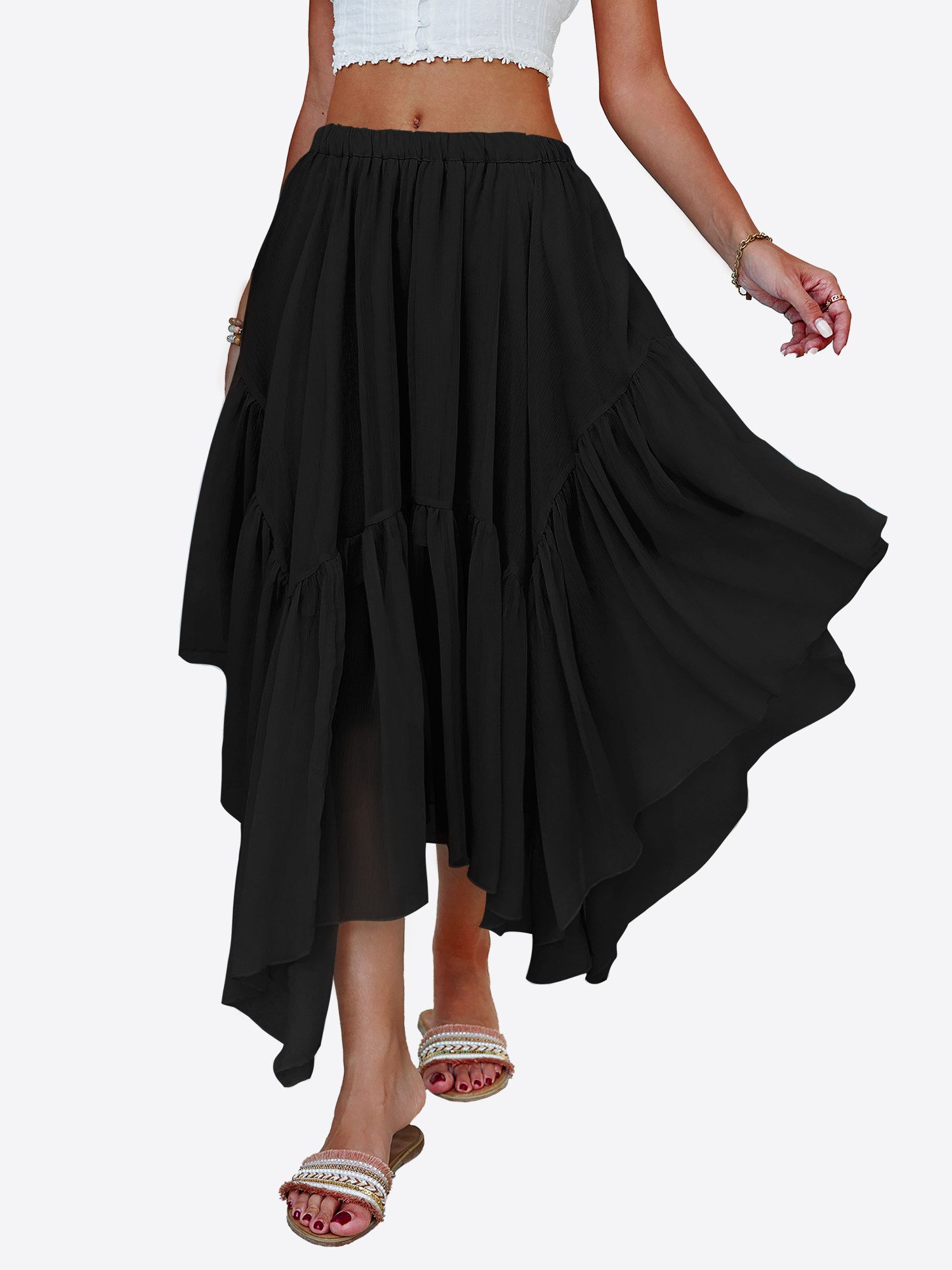 Imily Bela Maxirock Damen Bohème Rock (Packung, 1-tlg., 1per-Pack) mit Elastischer Bund